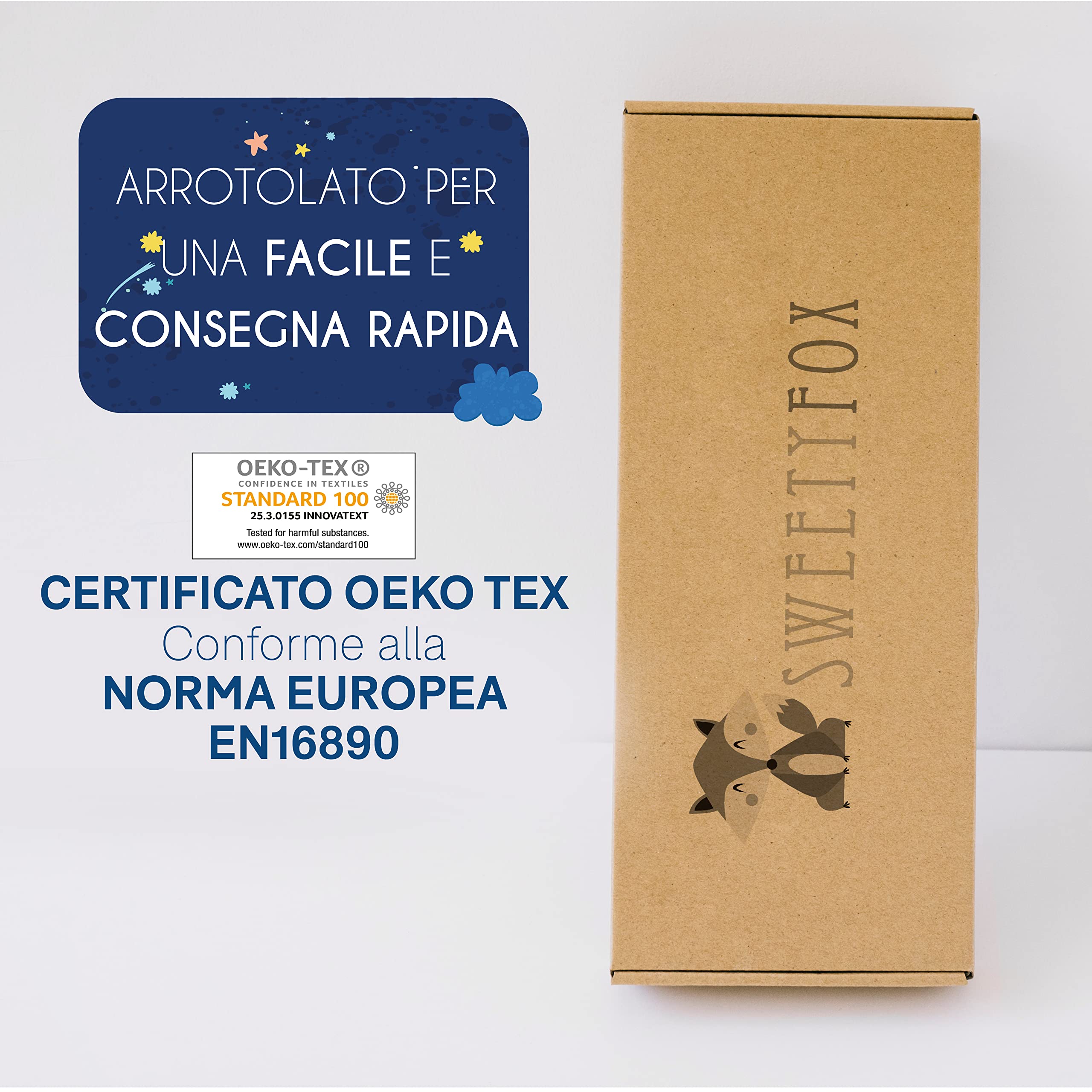 Materasso Lettino o Culla 60x120 per Bambini Antisoffoco EN 16890+A1, OEKO Tex e Made in EU - Materasso Culla con Due Lati Estate e Inverno di 11cm di Spessore e Densità 25kg/m3