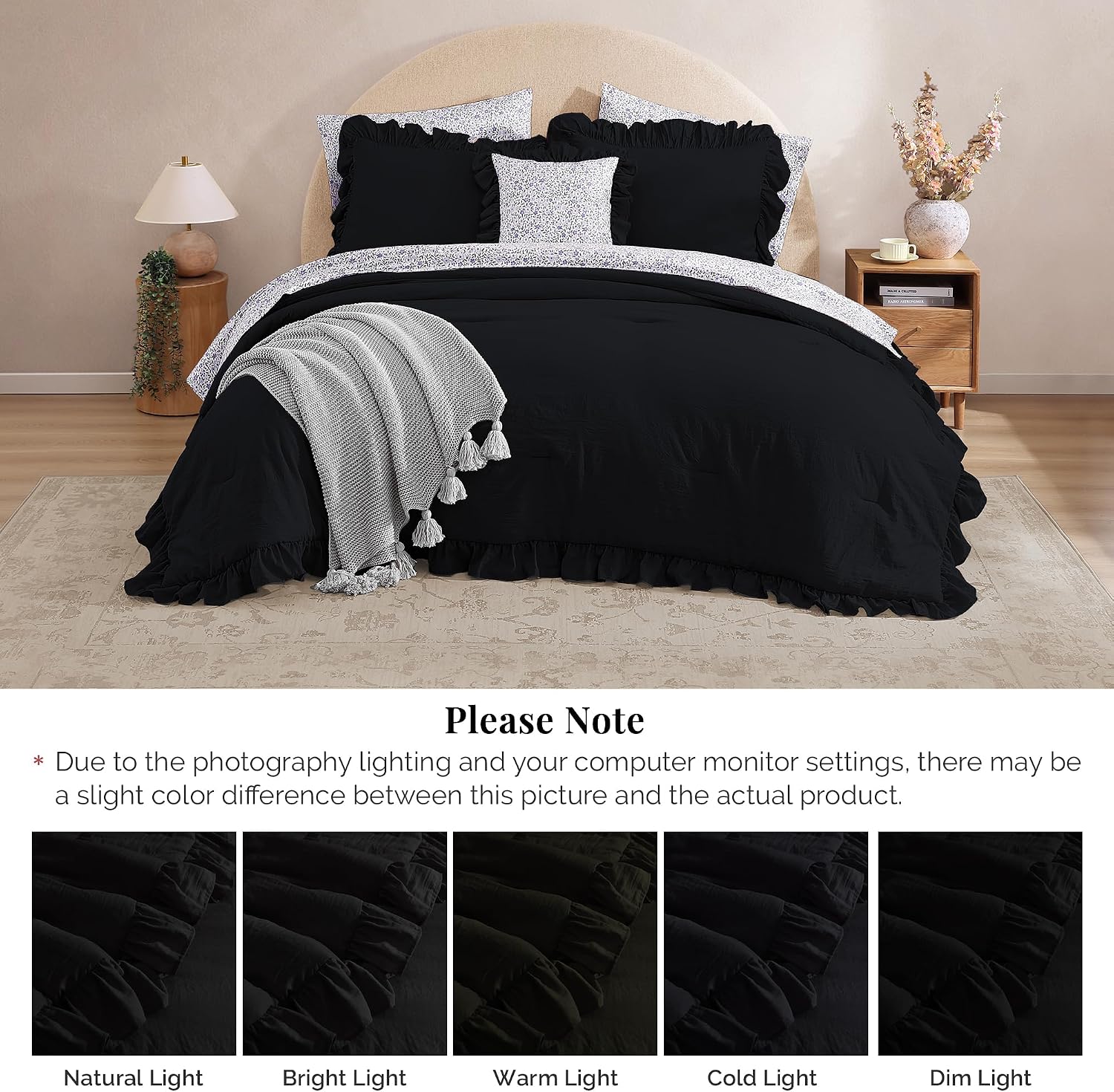  Queen Comforter Set-7 Pieces Ruffle Bedding with Floral Sheet thumbnail