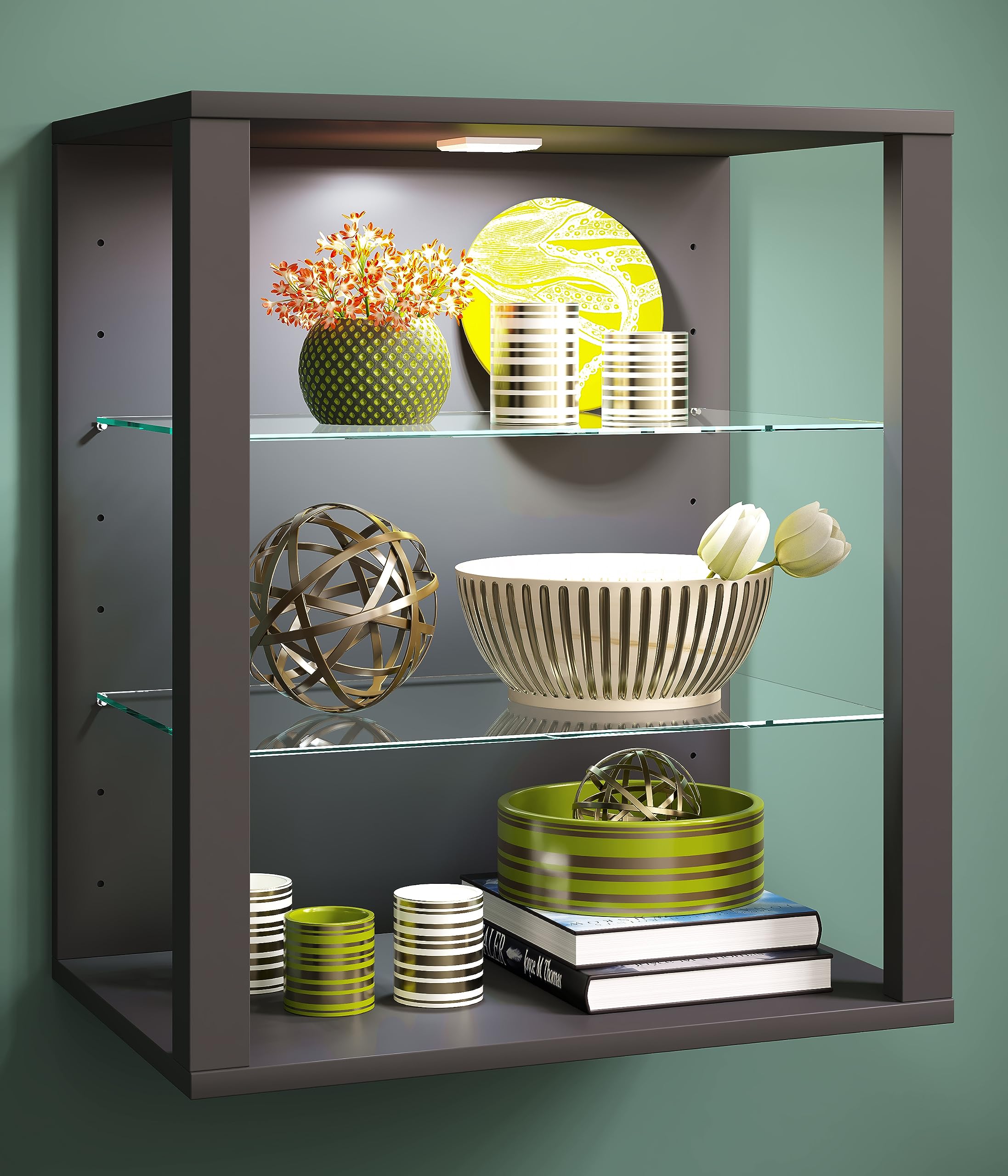 VCM Vitrina Mural de Cristal de Madera Vitrina Colgante Vitrina de Cristal Vitrina expositora Vitrina de pie Glasol S Antracita