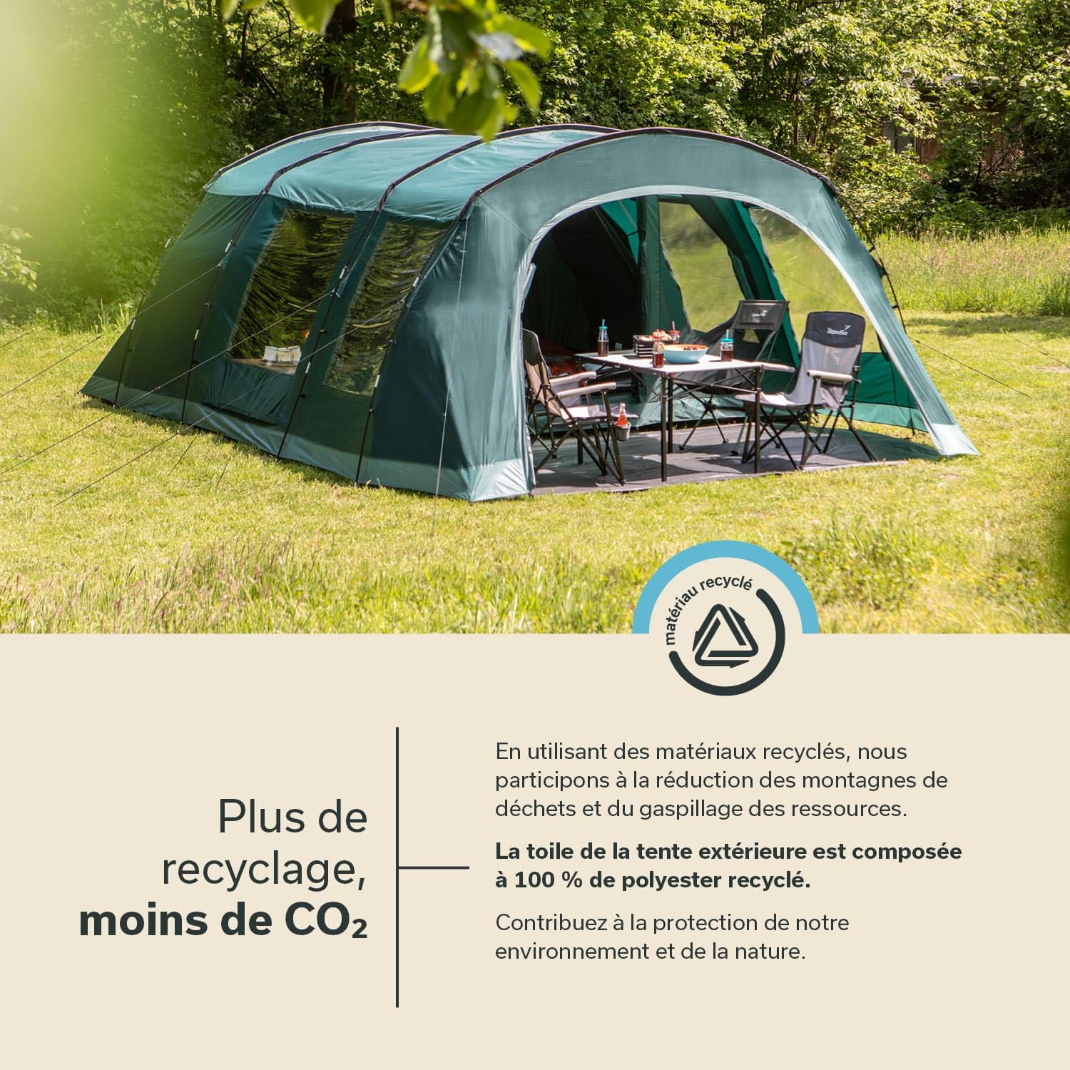 Skandika Tente tunnel Kaupanga | Tente de camping pour 6 personnes, sol de tente cousu, imperméable, colonne d'eau de 3000 mm, cabine de couchage sombre, tente familiale | Tente pour extérieur,