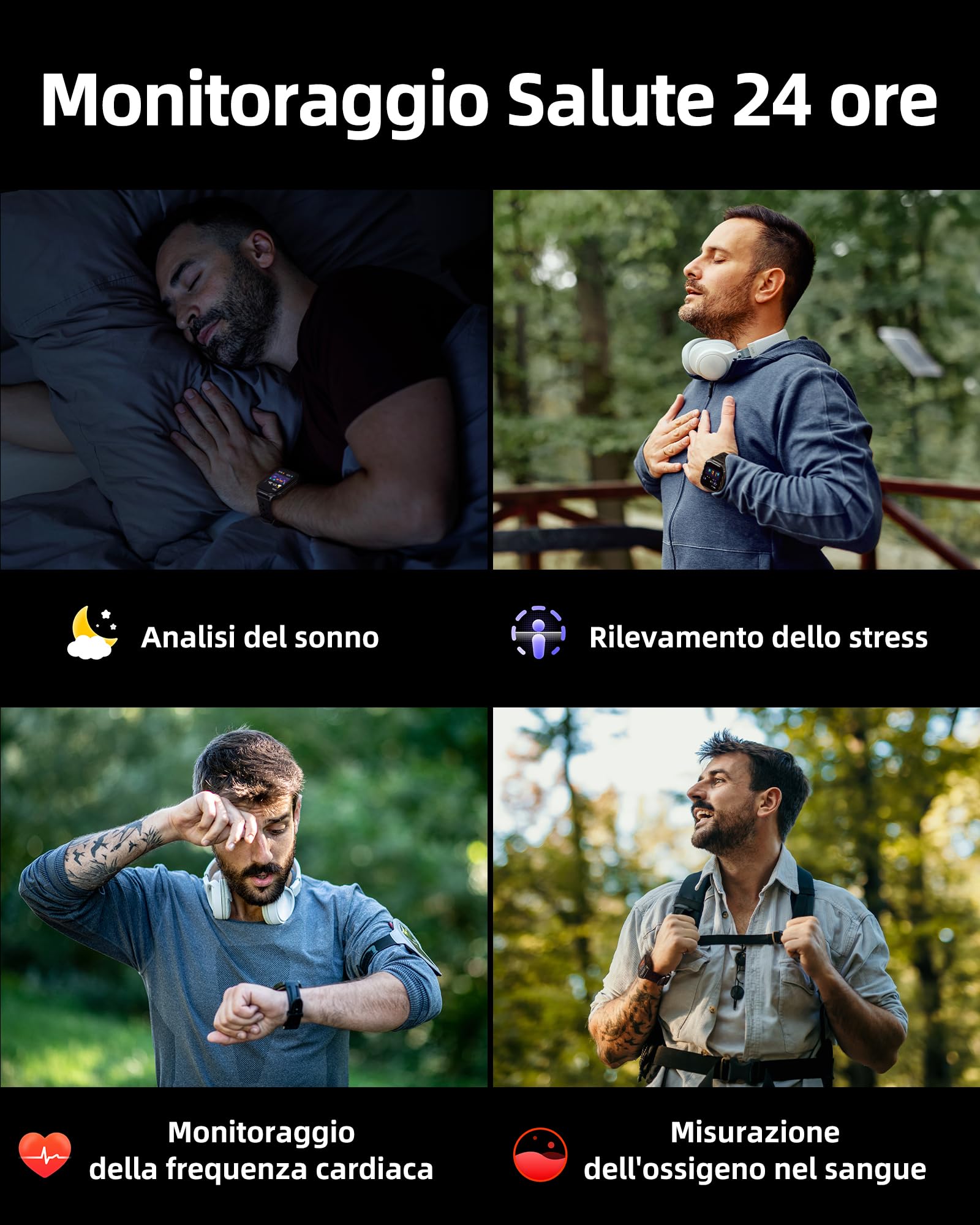 Parsonver Smartwatch Uomo con GPS Integrato, 10 Giorni Batteria, Bussola | Orologio Fitness con Chiamate Bluetooth, 100+ Sportive, Frequenza Cardiaca, Sonno, Fitness Watch per iOS Android, Nero, 1.95"