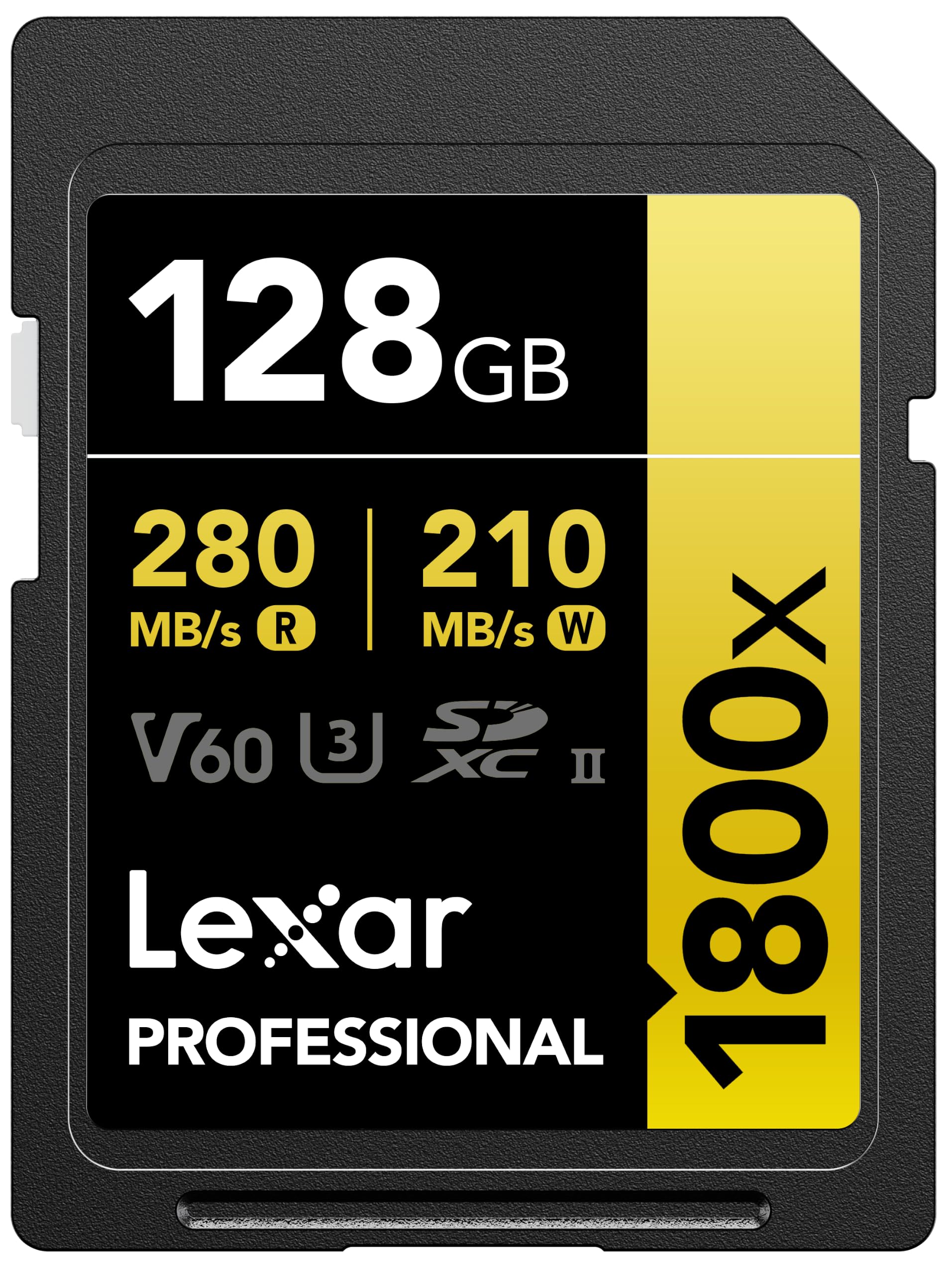 Lexar SDカード Professional 1800x SDXCカード 最大読込280MB/秒 書込210MB/秒 UHS-II Class 10 U3 V60 4K Ultra HD 動画撮影 国内正規品 (128GB) LSD1800128G-BNNNG