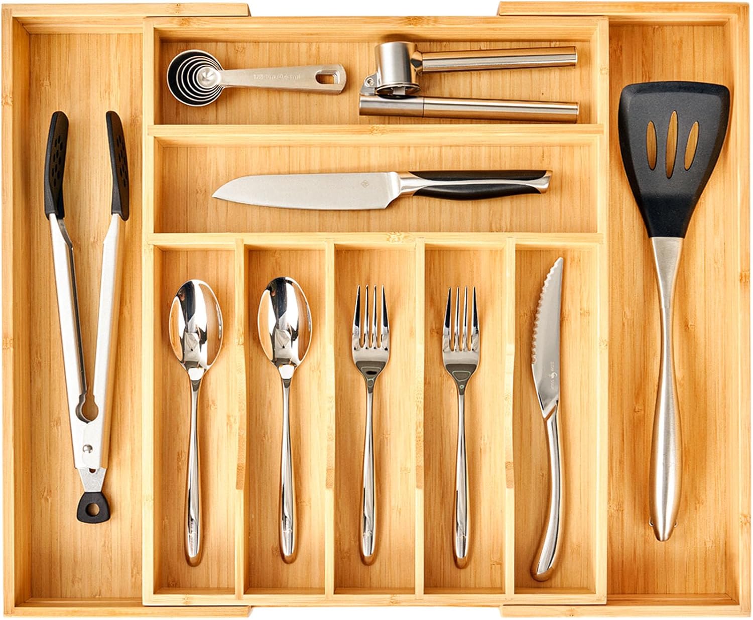Umilife Large Expandable Kitchen Silverware Utensils Drawer Organizer