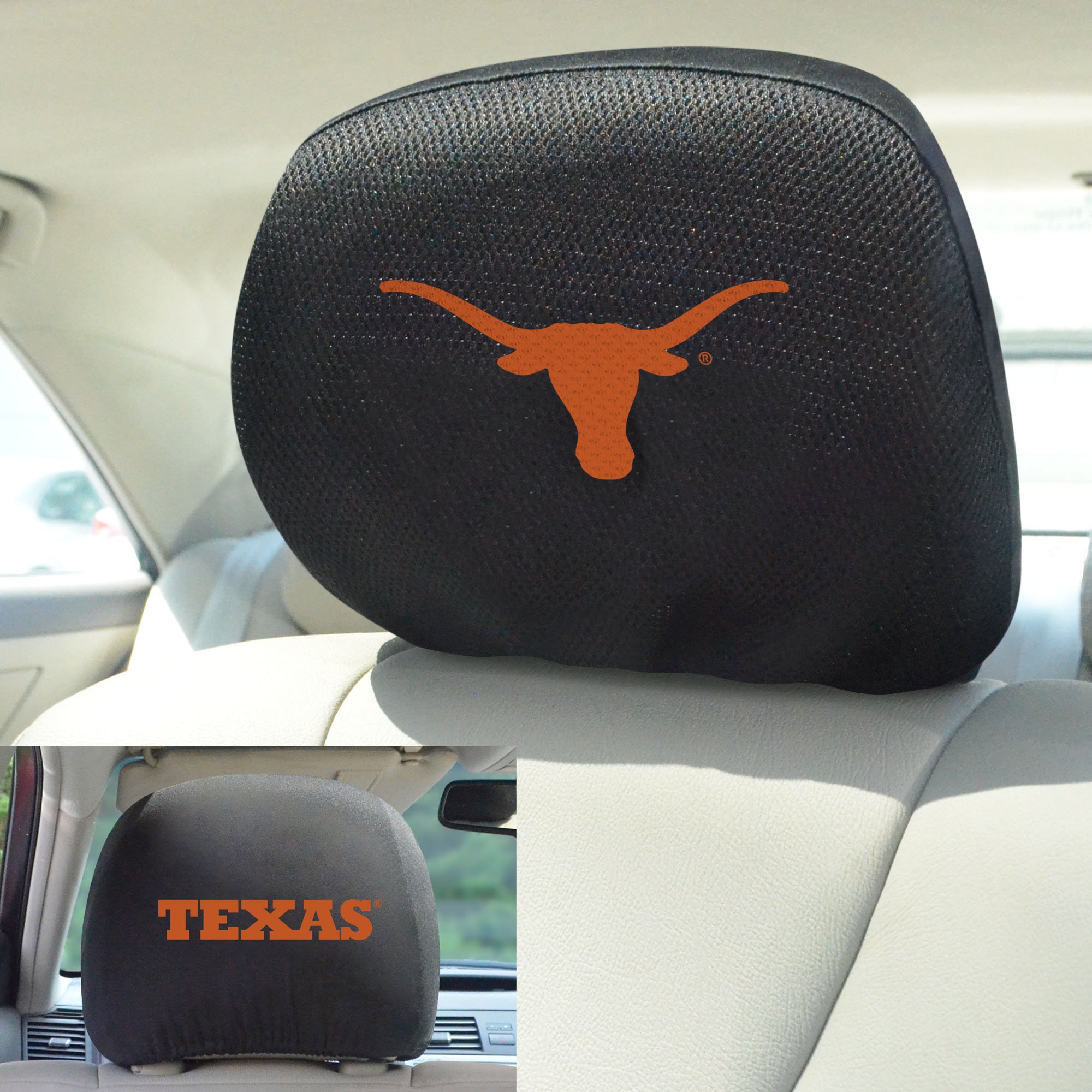 Fanmats 12599 Texas Longhorns haftowany zestaw pokrowców na zagłówek - 2 sztuki