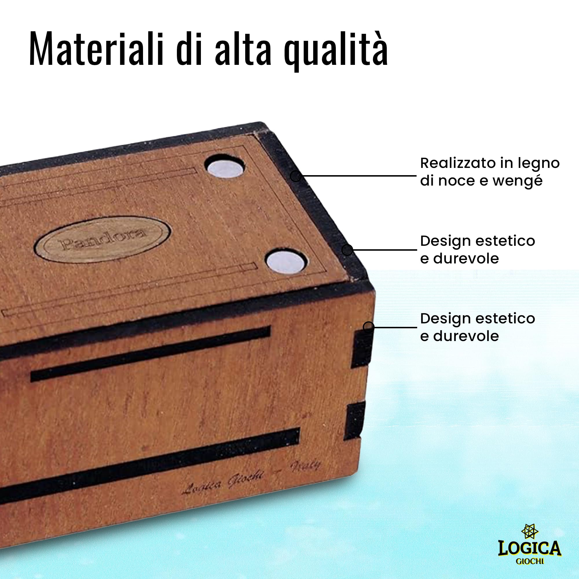 Logica Giochi - Pandora Box - Lo Scrigno Segreto - Puzzle in legno - Cofanetto segreto - Difficoltà 5/6 Incredibile - Collezione Leonardo