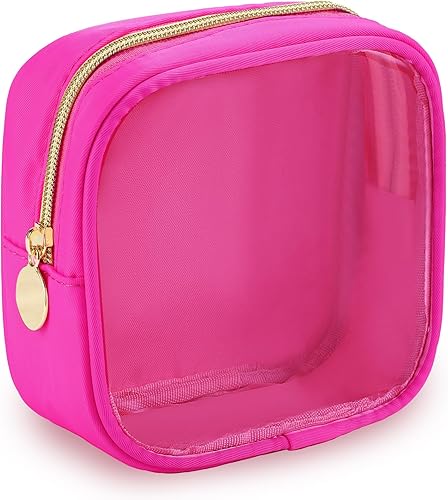 URSKYTOUS Mini bolsa de maquillaje para bolso, pequeña bolsa transparente, pequeña bolsa de cosméticos de nailon y PVC, bolsa organizadora de