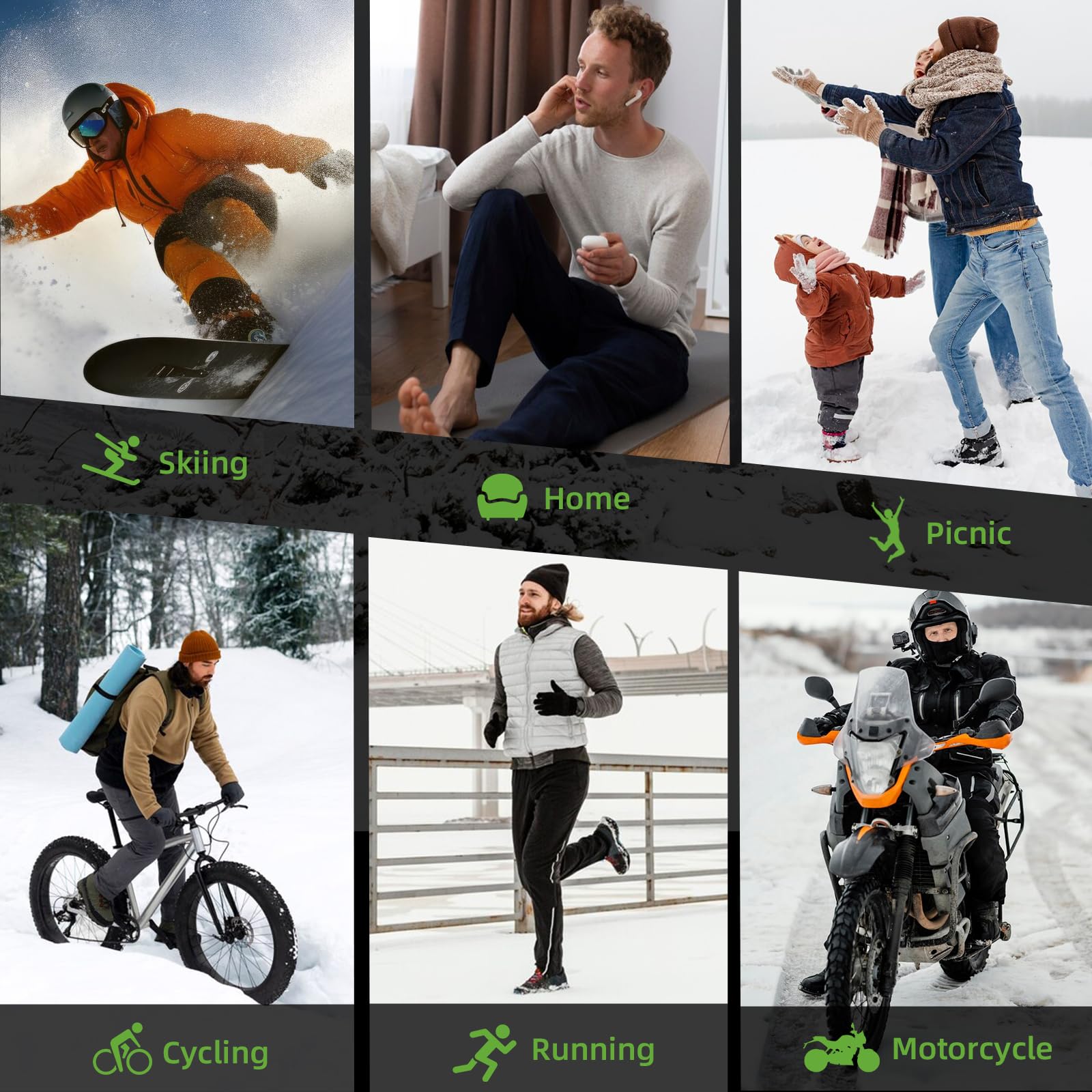 Acfoda sous-Vetement Thermique Homme Hiver Ski Ensemble sous-vêtements S-2XL