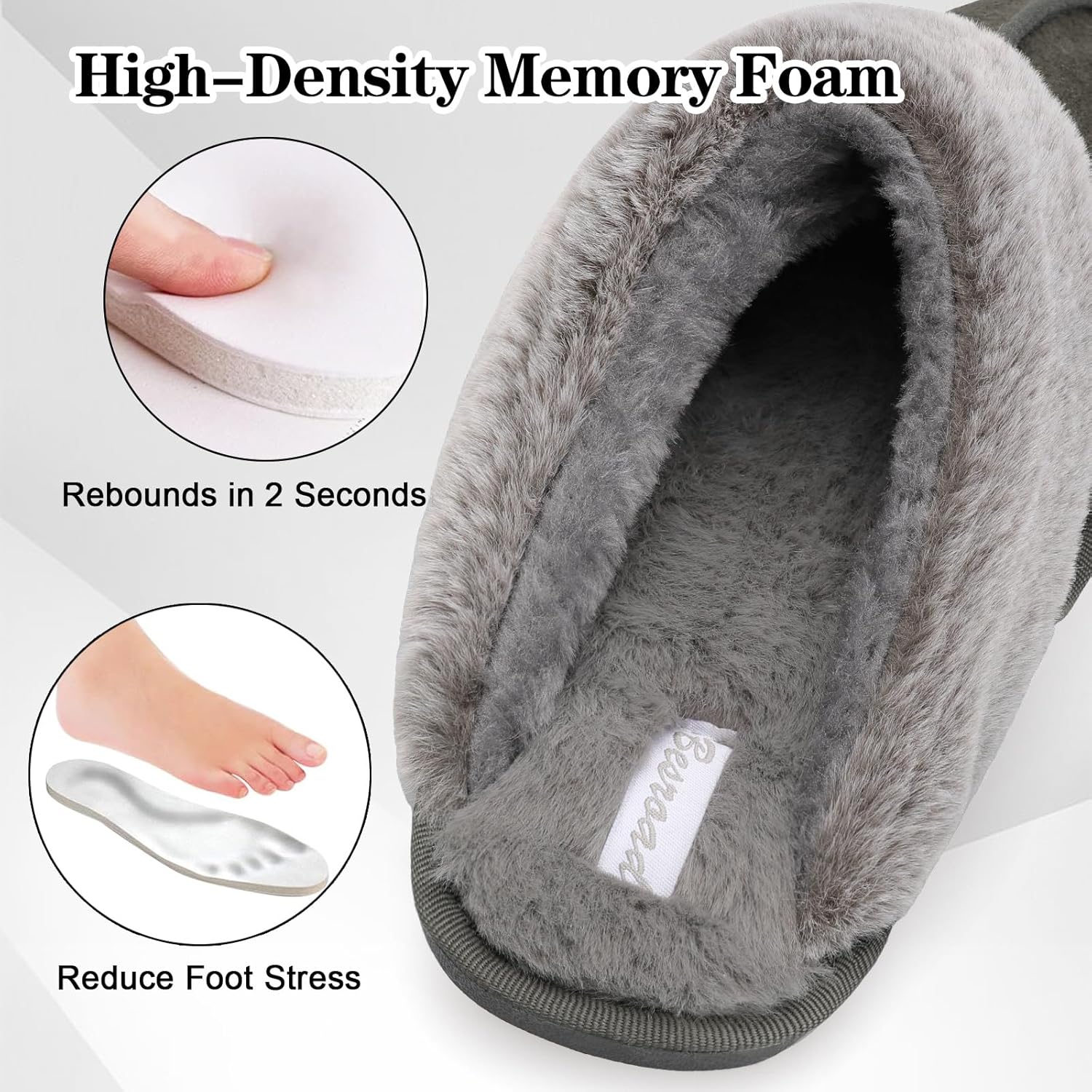 Besroad Mens Slippers Memory Foam House Slippers Warm Fuzzy Bedroom Slide House Shoes Indoor Outdoor Scuff - Image 4