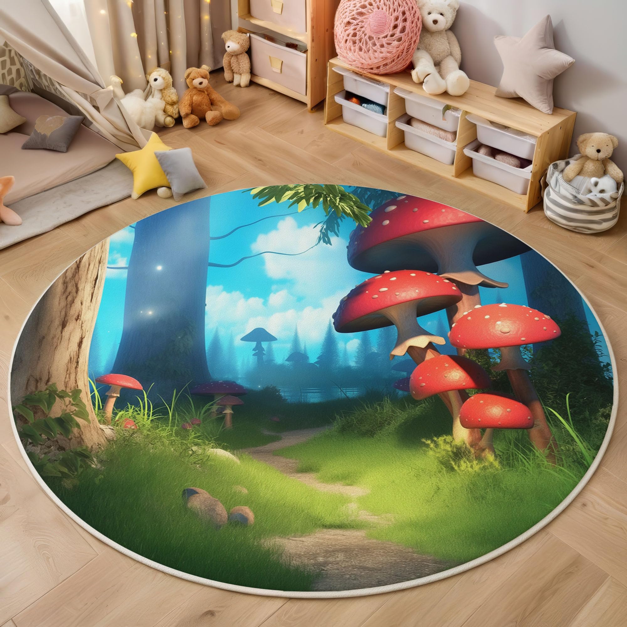 Tapis de jeu chambre enfant forêt magique pour salle de jeux