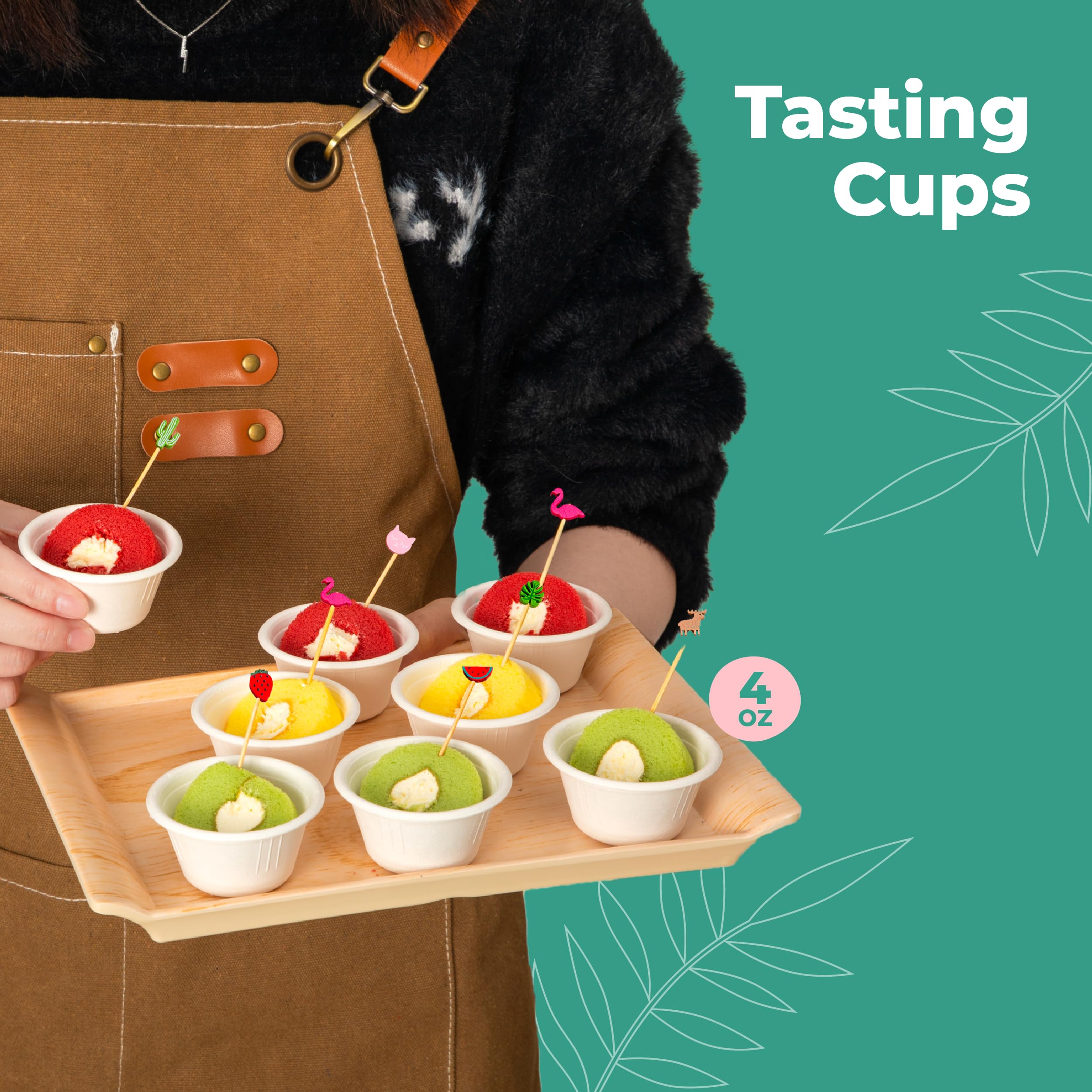 [Paquete de 200] Vaso desechable compostable blanco de 2 onzas, 100% biodegradable de caña de azúcar/bagazo, alternativa a vasos de papel y plástico, recipientes ecológicos para alimentos fríos o