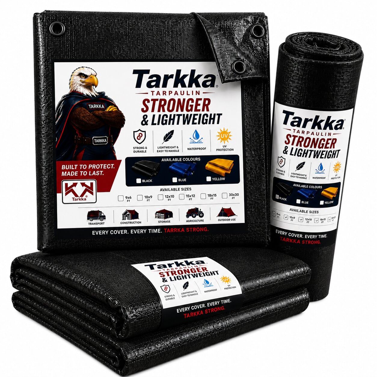 Tarkka 18x15ft Blue Tarpaulin Sheet, 120 GSM Virgin Waterproof Tirpal/Tadpatri Cover with Reinforced Eyelets & UV Protection for Home, Farm & Truck, 1 Sheet — Amazon image 8