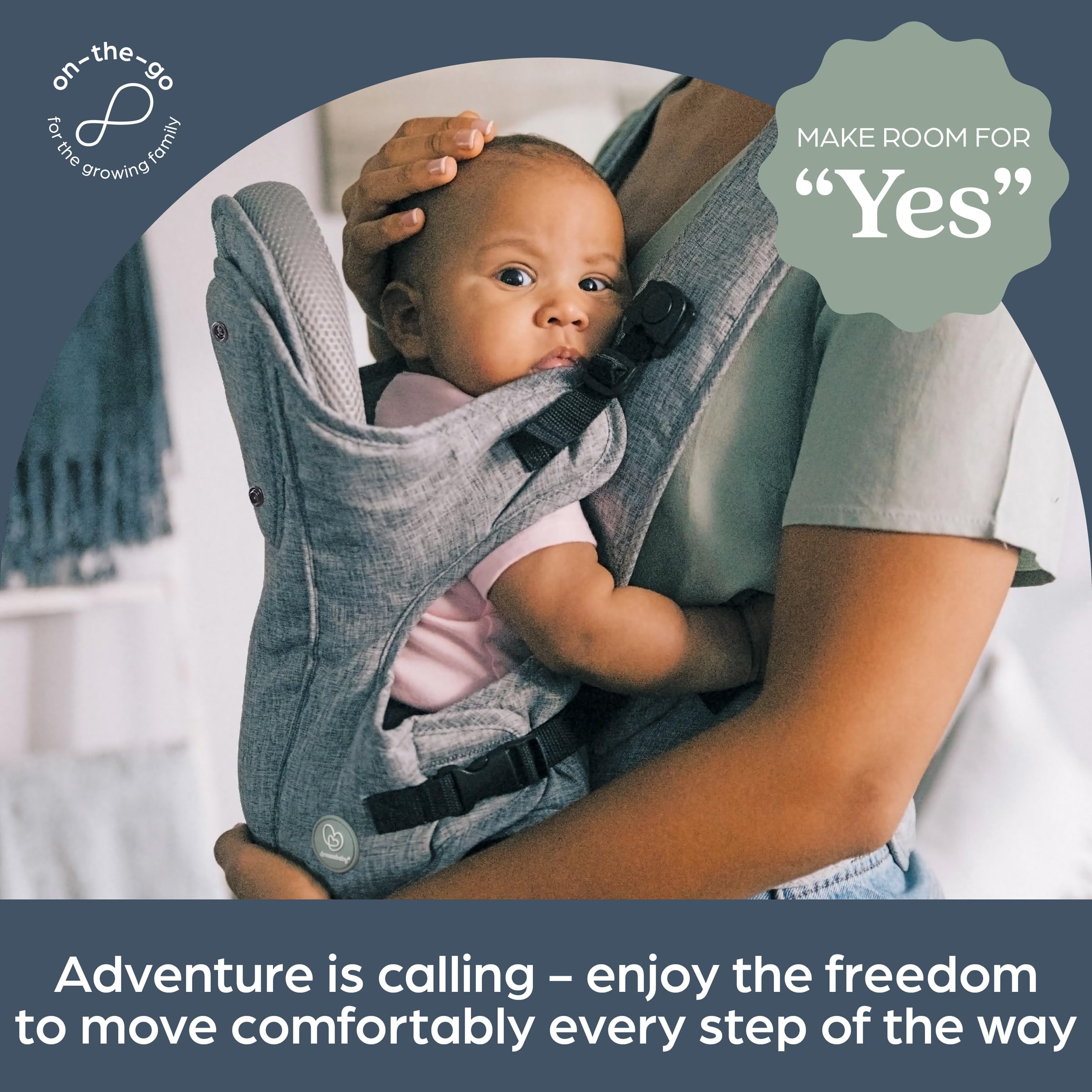 Dreambaby Oxford Porte-bébé réglable 3 en 1 – Confortable et élégant pour les nouveau-nés aux tout-petits – Convient aux enfants de 3,4 à 15 kg (environ 3 à 12 mois)