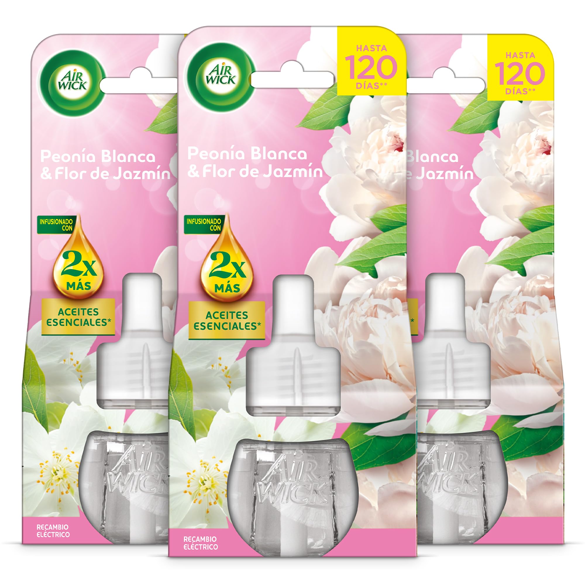 Air Wick Eléctrico - Recambios de ambientador automático eléctrico, Aroma a White Bouquet - 3 x 19ml
