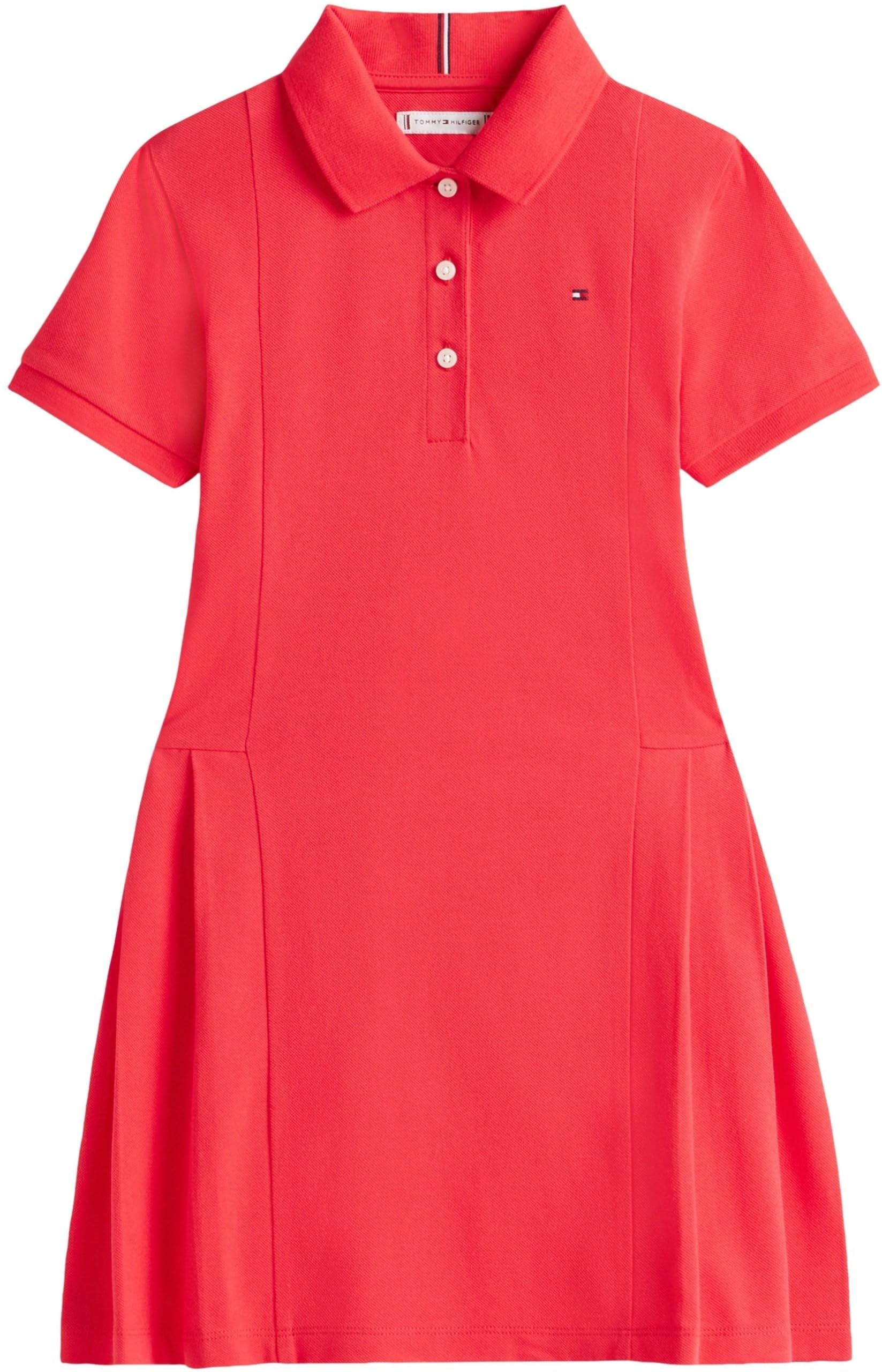 Tommy Hilfiger Dziewczęca plisowana sukienka polo Ss KG0KG08342 Sukienki, CZERWONA (Red Alert), 12 lat