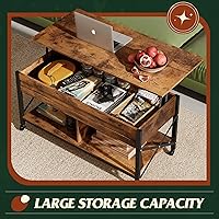 Vista 6 de WLIVE Coffee Table, 41.3" Lift Top Coffee Table with 4 Wheels, Hidden Compartment, Storage Shelf and Lift Tabletop for Living Room, Reception Room