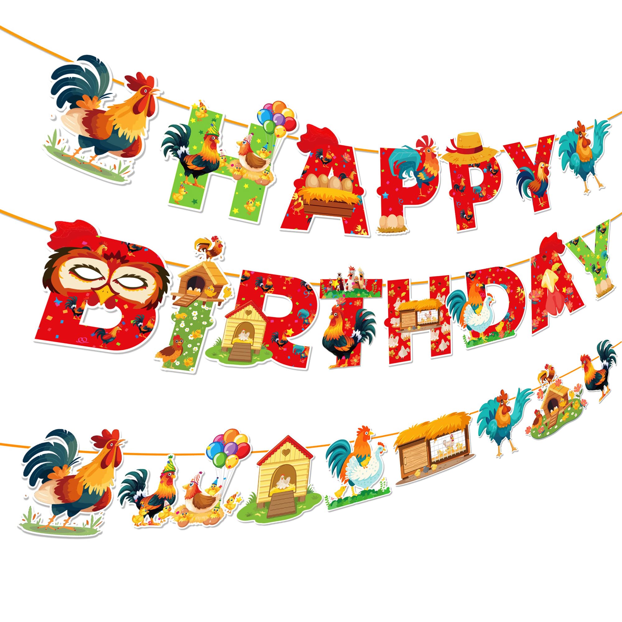 Chicken Party Decorations Gold Glitter Happy Birthday Banner Chicken Paper Garlands Chick Balloons Cake Cupcake Topper For Farm Theme Party Decor Supplies P 147549190