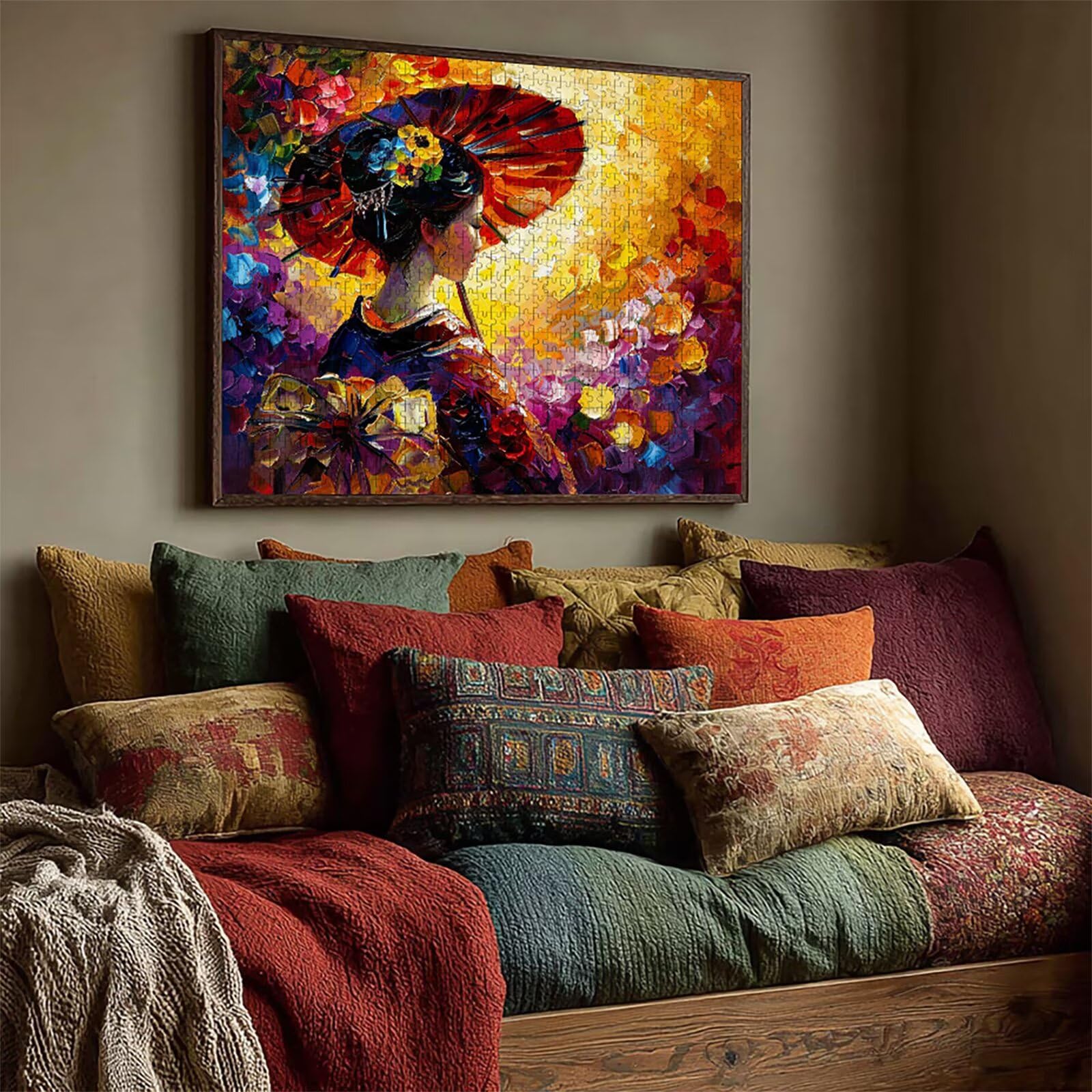 Kolor Puzzle Drewno, Gejsza Puzzle 6000 sztuk dla dorosłych z kompaktowym pudełkiem 179 x 105 cm, wyzwanie puzzle, DIY kreatywne gry logiczne dla mężczyzn kobiet, dekoracja lato prezent, B-9225
