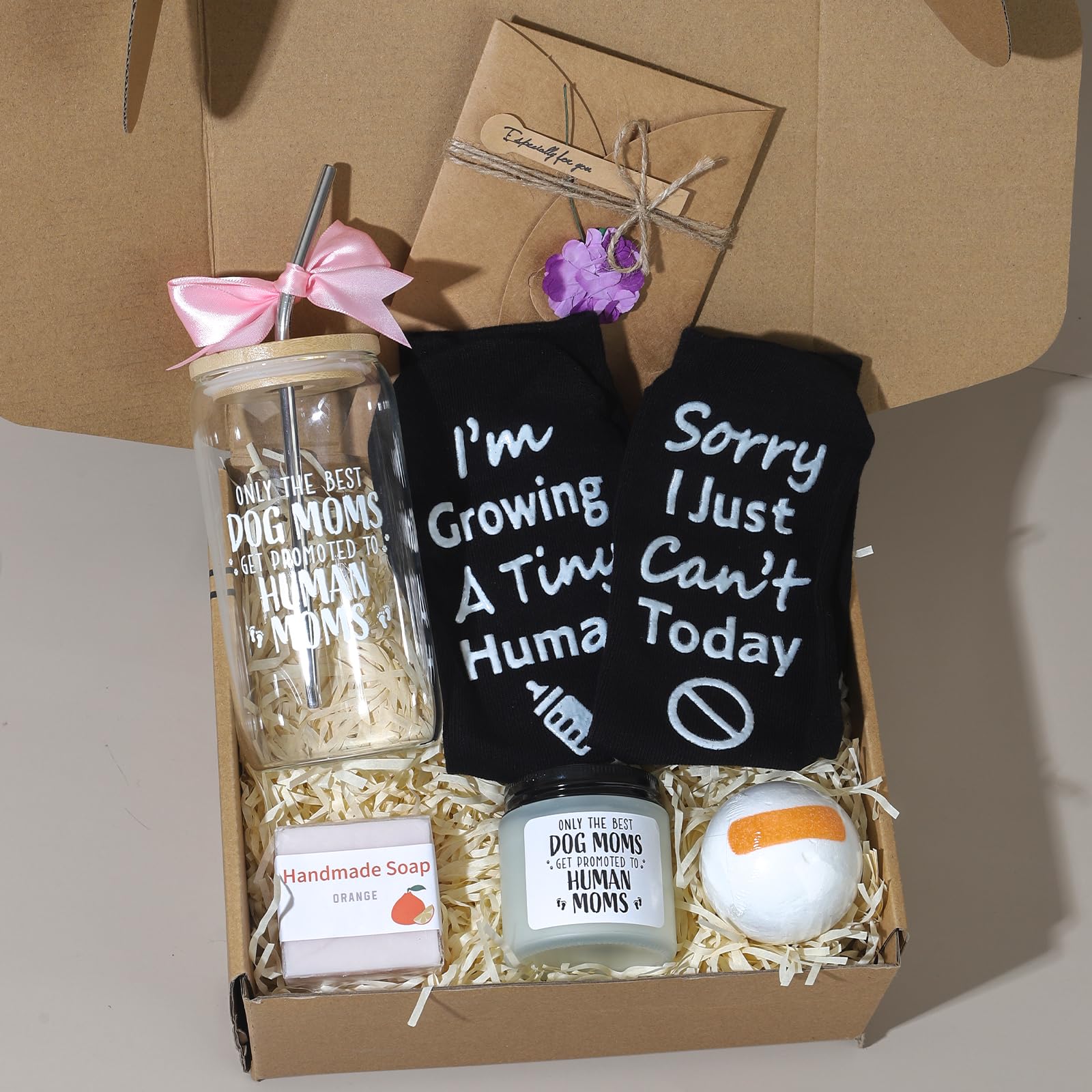 New Mom Gifts for Women, New Mama Set After Birth,Funny Dog Mom Pregnancy Gift for Expecting, First Time Pregnancy Birthday Gifts,Post Partum Essentials Self Care Package for Women