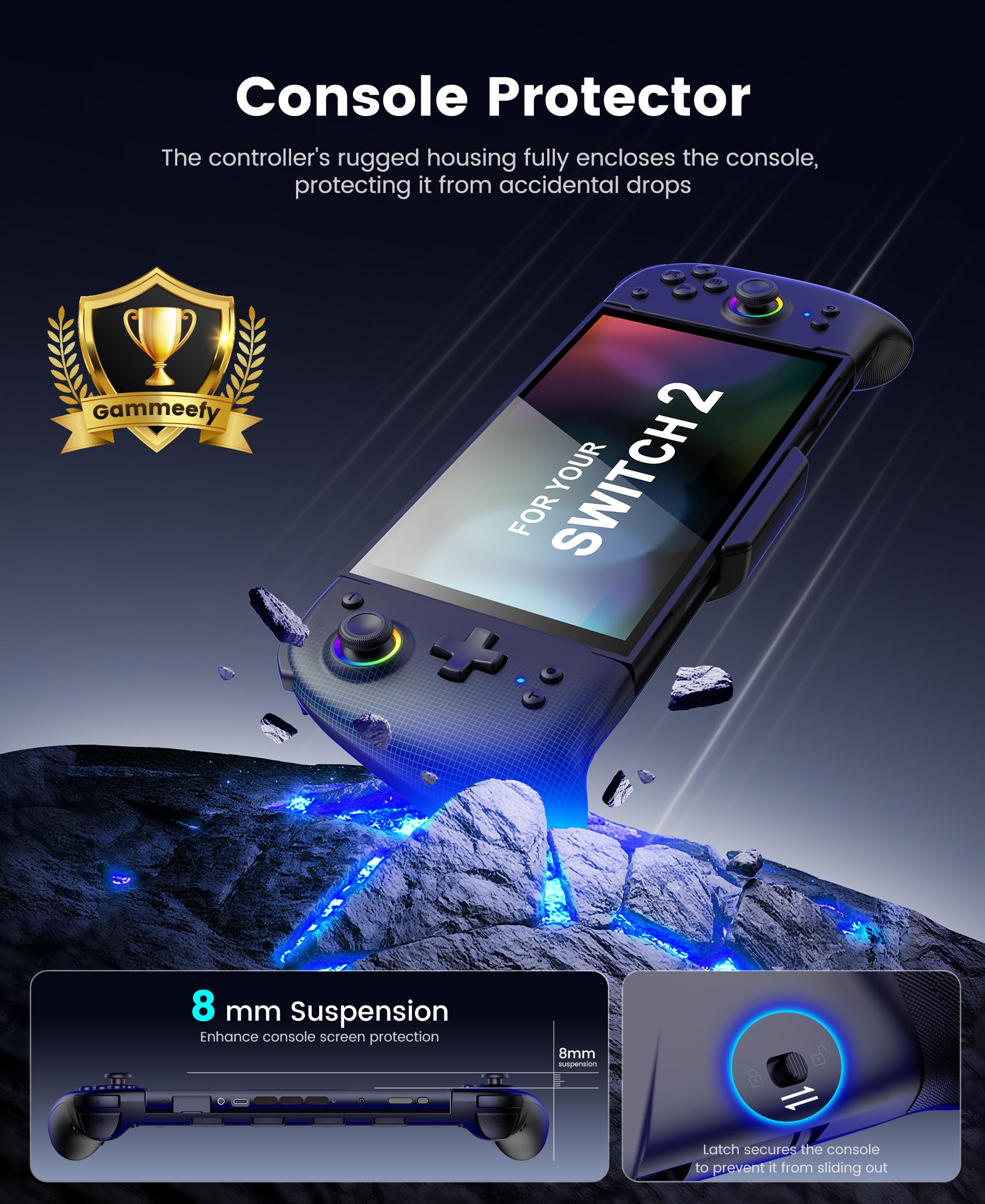 Controller di gioco wireless aggiornato per Switch 2 Gamepad programmabile Controller Bluetooth con joystick RGB effetto Hall/4 slot per schede/asse giroscopico/turbo/doppia vibrazione/interruttore