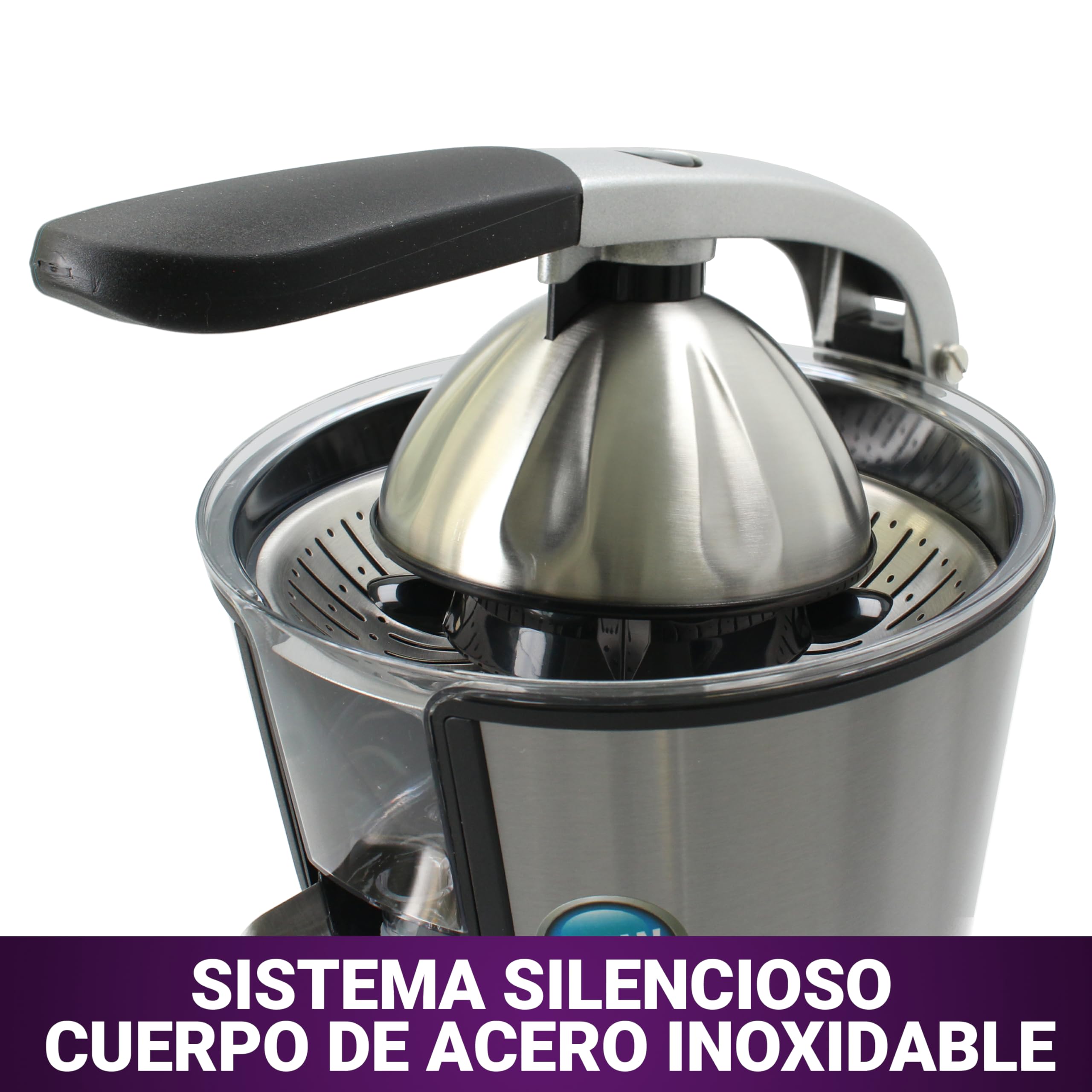 Tm Electron Tmpex010 - Exprimidor eléctrico con cuerpo de acero inoxidable, 160 W, color gris
