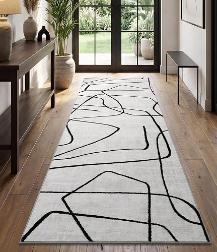 YIHOUSE Modern 8x10 Abstract Black and White Area Rug