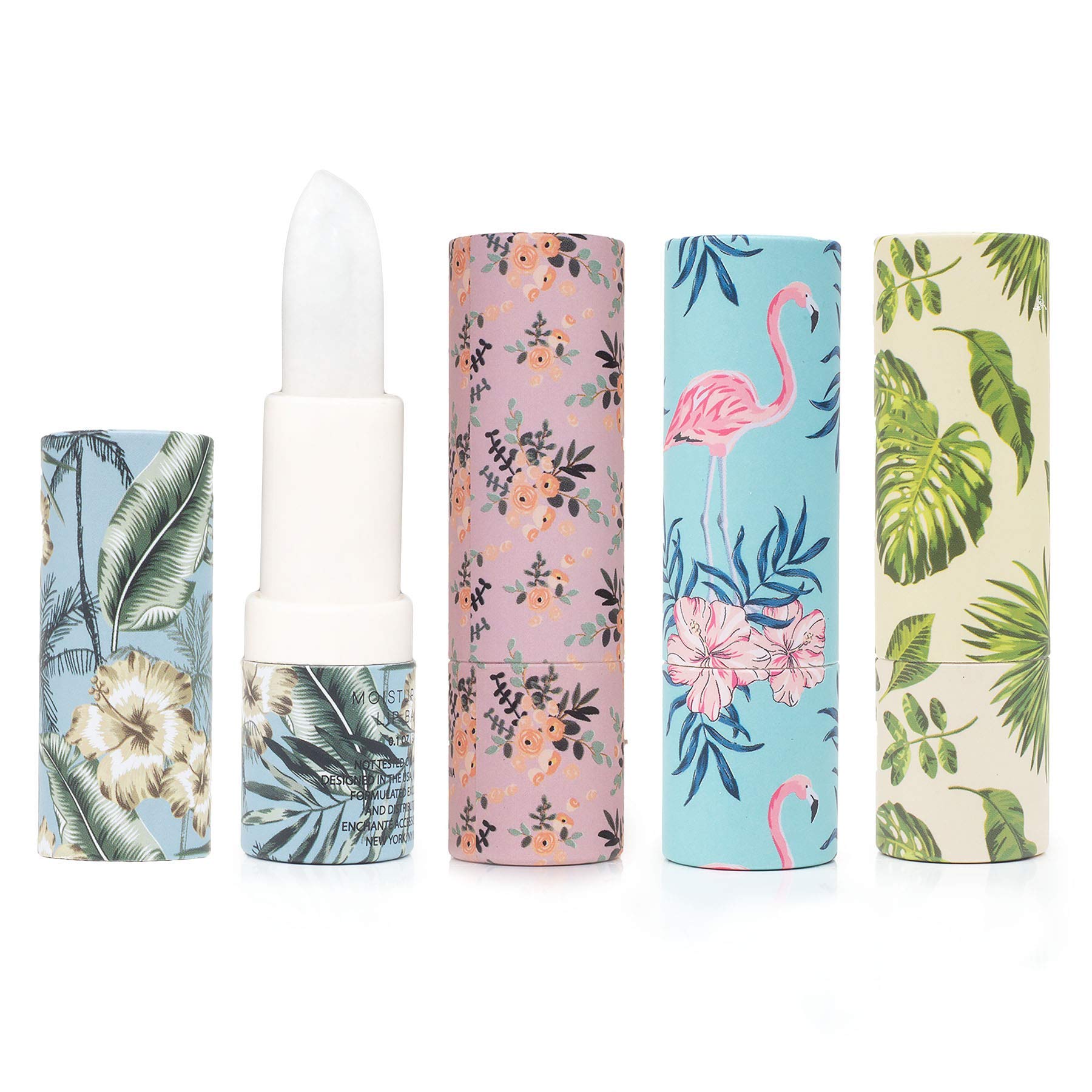 Beauty Concepts Four Piece Lip Balm Collection with Shea Butter, Tropical Crush Moisturizing Lip Balm (Wild Berry, Orange, Hibiscus & Pineapple)