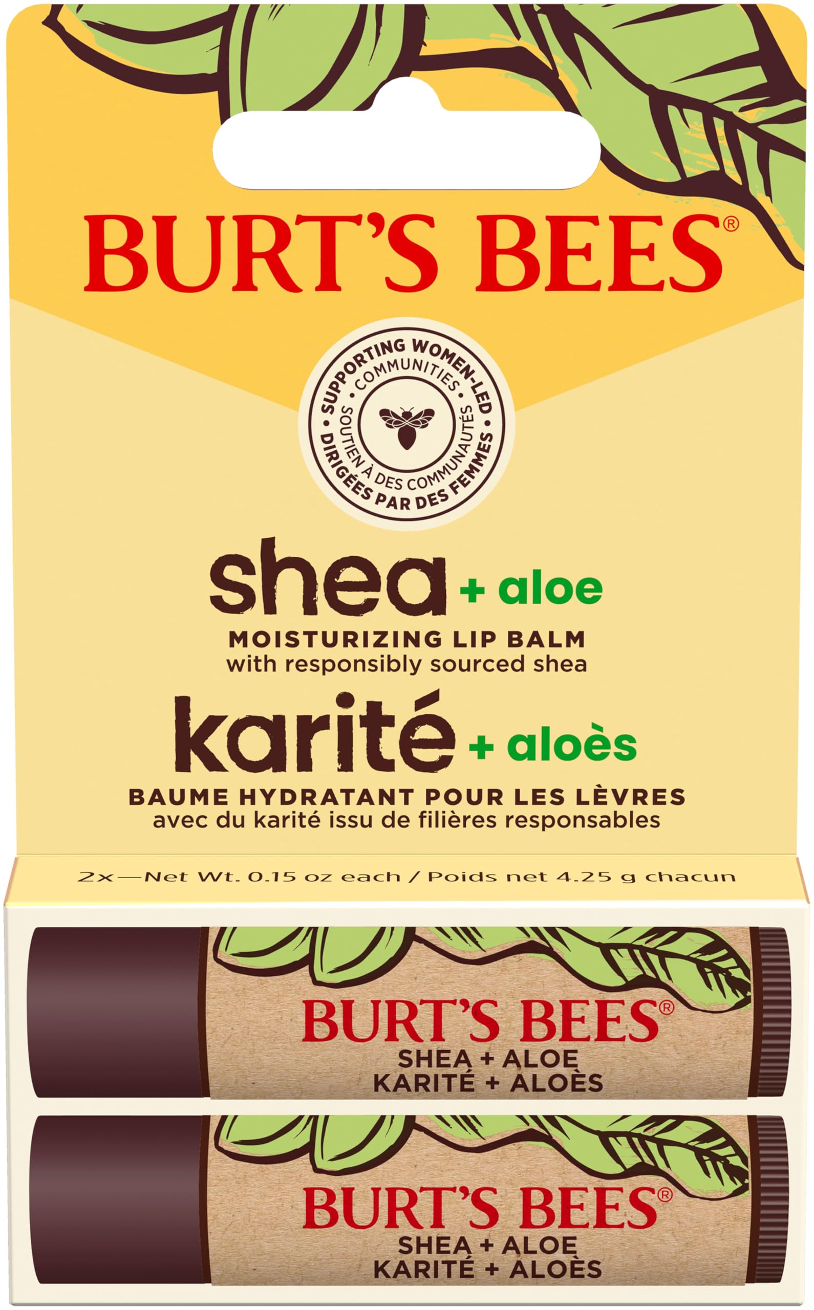 Burt's Bees Moisturizing Lip Balm with Shea & Aloe - 2-Pack