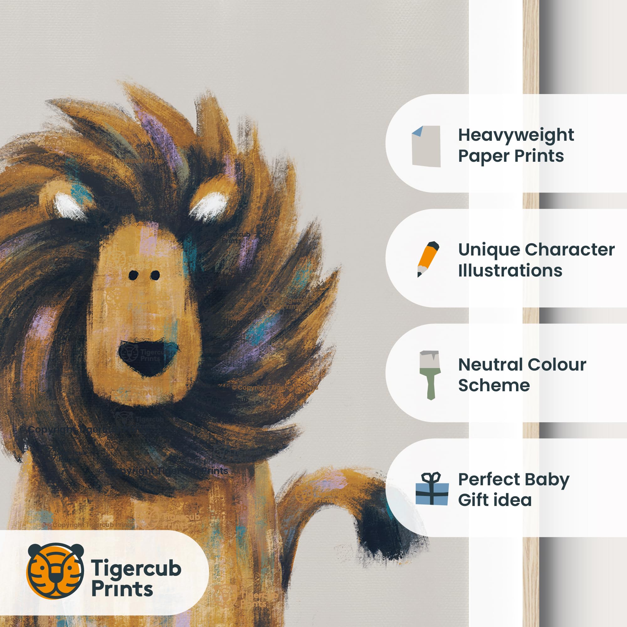 Tigercub Prints Safari Animal Nursery Prints, A3 - Set of 3 - Image 2
