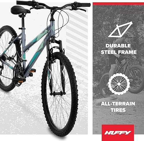 Miniatura 83 de Huffy Stone Mountain Hardtail Mountain Bike for Boys/Girls/Men/Women, 20"/24"/26" Sizes, 6 or 21 Speed Shimano Twist Shifting, Front or Dual
