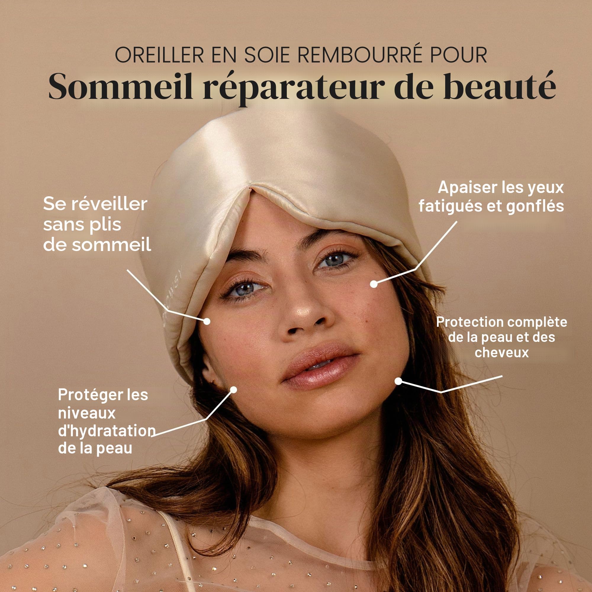 DROWSY Masque de Nuit en Cocon de Soie Matelassée - Cache Yeux pour Dormir Épousant la Forme du Visage - Sommeil Confortable dans l'Obscurité Totale (La Vie En Rouge)