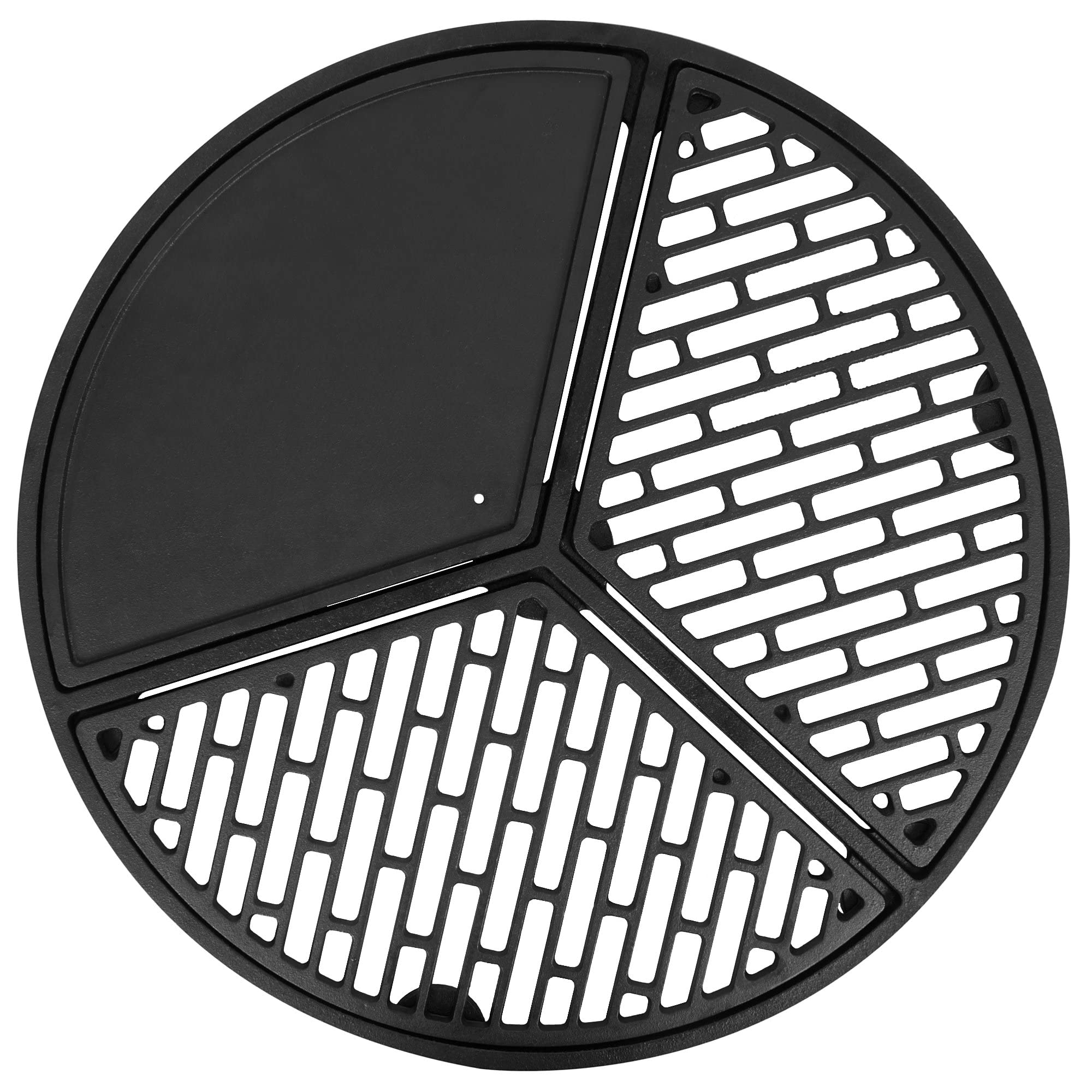 BBQ-TORO Set Plancha in acciaio inox con griglia e piastra | Ø 54,5 cm | Griglia in ghisa con 3 zone | Adatto per barbecue a sfera da 57 cm