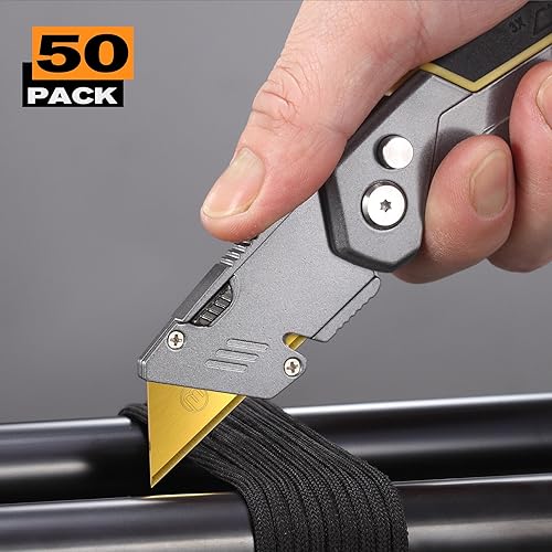 Miniatura 27 de Paquete de 100 cuchillas utilitarias para cuchillos, titanio totalmente chapadas, cuchillas SK-2 duraderas para cortador de cajas de cuchillos