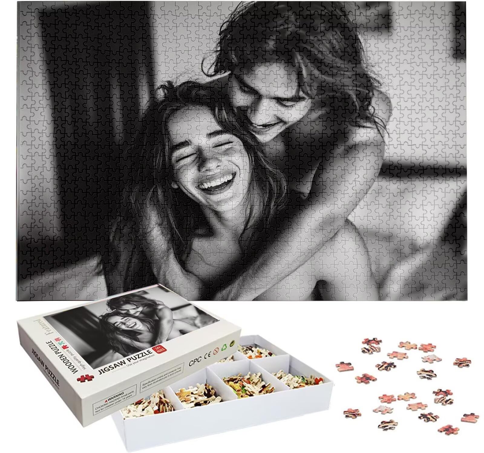 Puzzle Personalizado con Foto, Personalizada Rompecabezas Personalizado Diseña tu Logo Foto o Texto, Personalizado Navidad Halloween San Valentín Parejas Niños Familia Amigos h-4245