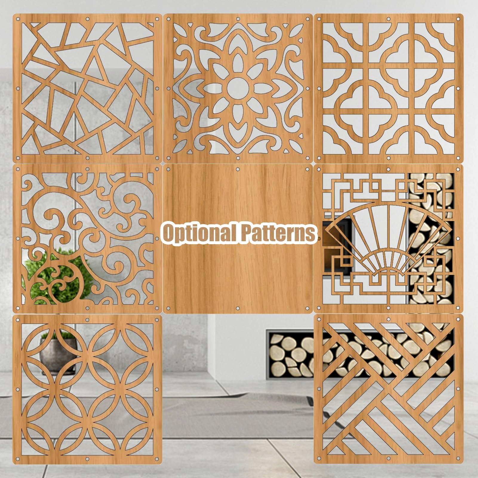 Divisores de habitación de madera portátil hueca para sala de estar, dormitorio, oficina y tienda, panel separador de privacidad interior (tamaño: 96 piezas)