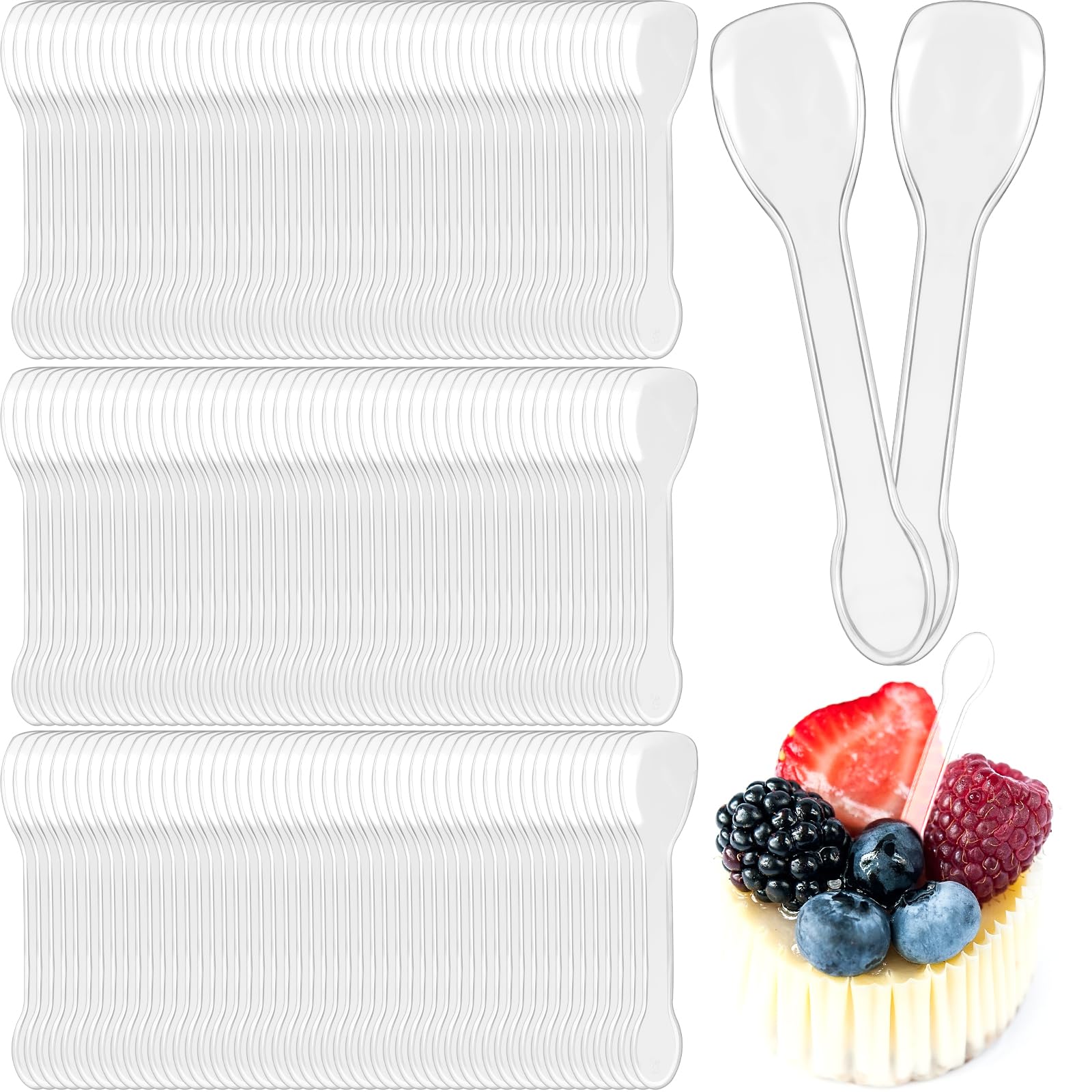 Maxdot 1000 Pcs Mini Spoons for Desserts Bulk Disposable Clear Plastic Tasting Spoons for Miniature Dessert Cups Sampling Summer Tasting Party Small