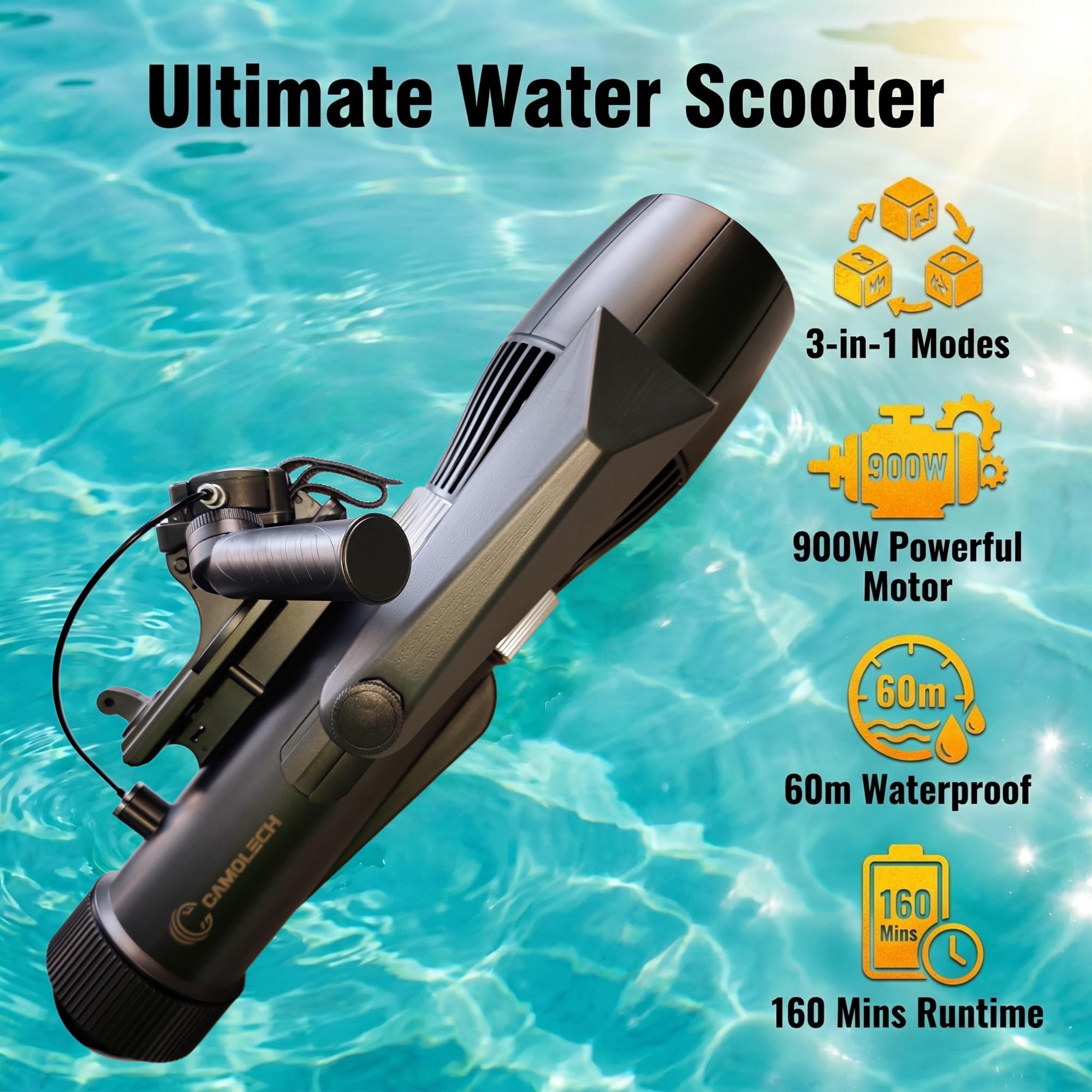 700W Elektrischer Unterwasser-Scooter für Erwachsene und Kinder Sea Scooter: 16000mAh Batterieleistung & Hochgeschwindigkeits-Bürstenlos | Bis zu 2,7 m/s