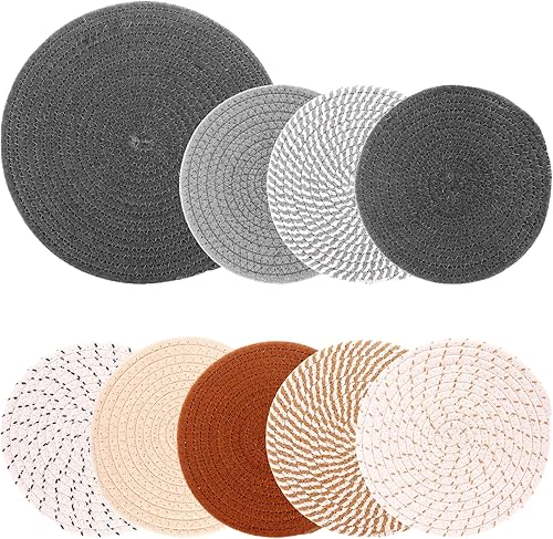 Asany 9 salvamanteles para platos calientes, ollas y sartenes calientes de 11.8 y 8 pulgadas, manteles individuales bohemios para cocina,