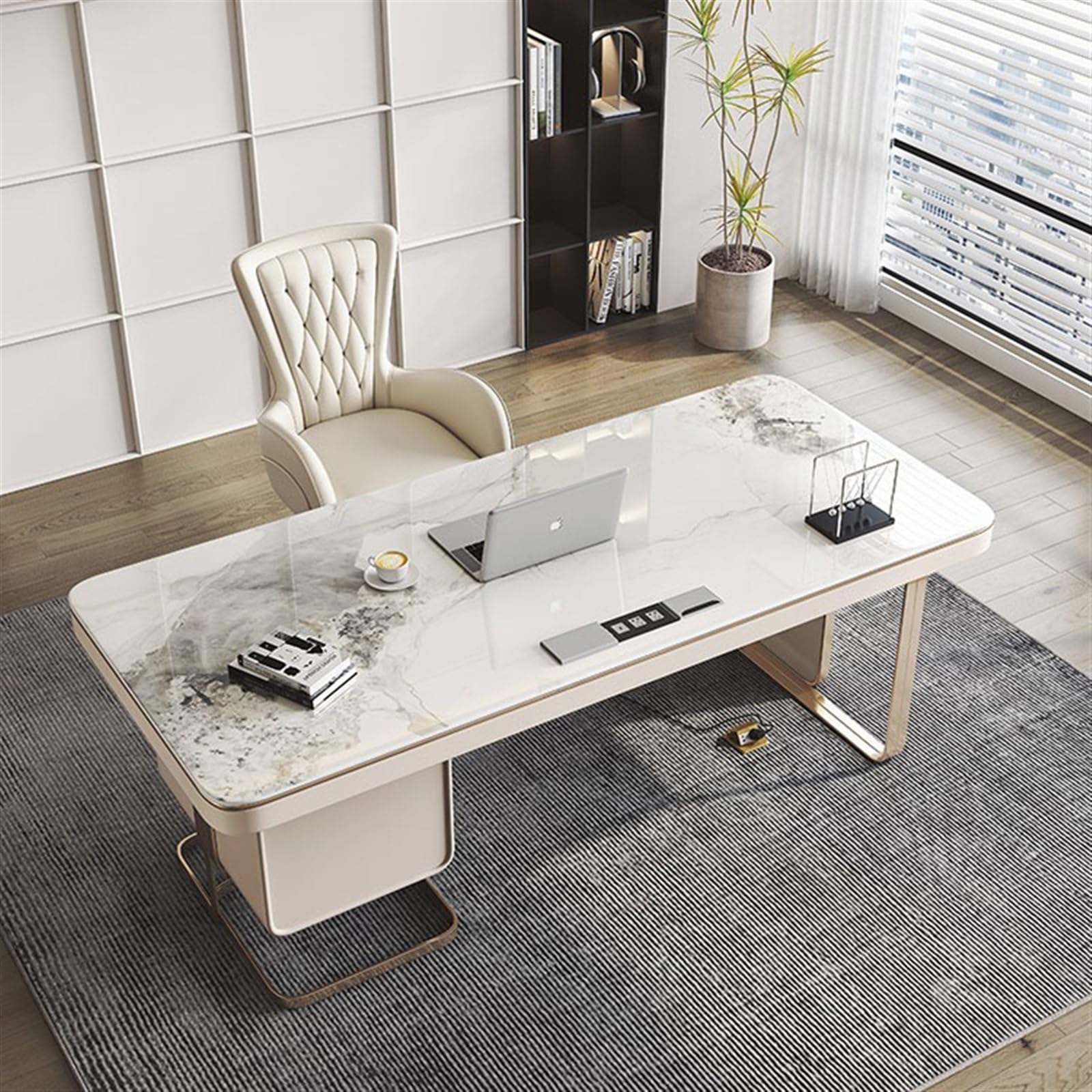 Biurko do nauki pracy światło luksusowy nowoczesny minimalistyczny styl wysokiej klasy płyta skalna biurko i krzesło PC stół designerski stół do nauki biurko do pisania biuro domowe biuro