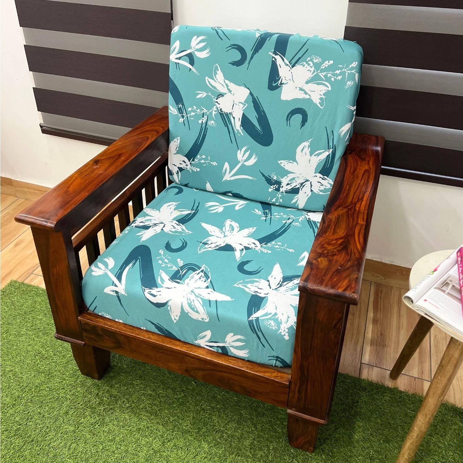 Trendize® Decor Magical Universal Stretchable Wooden Sofa Seat Cover Pack of 5 Seater, Sofa Back Cushion Cover, Printed Sofa slipcover Polycotton (Turkish Blue) (B0DBLFHWDV) Amazon Price History, Amazon Price Tracker