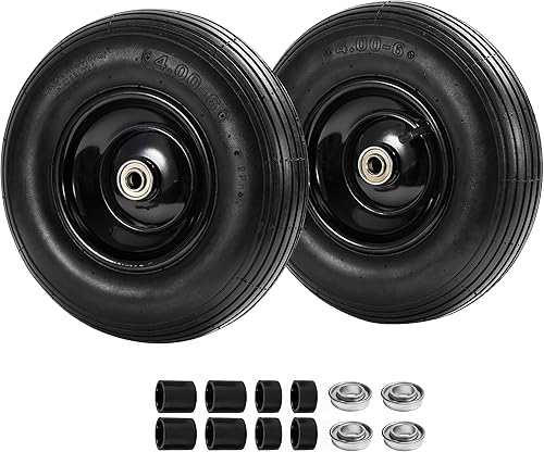 Parts Camp 4.00-6 Neumático y rueda de 13 pulgadas, neumático de carretilla 4.00-6, neumático y rueda para carretillas, carretilla, carrito de