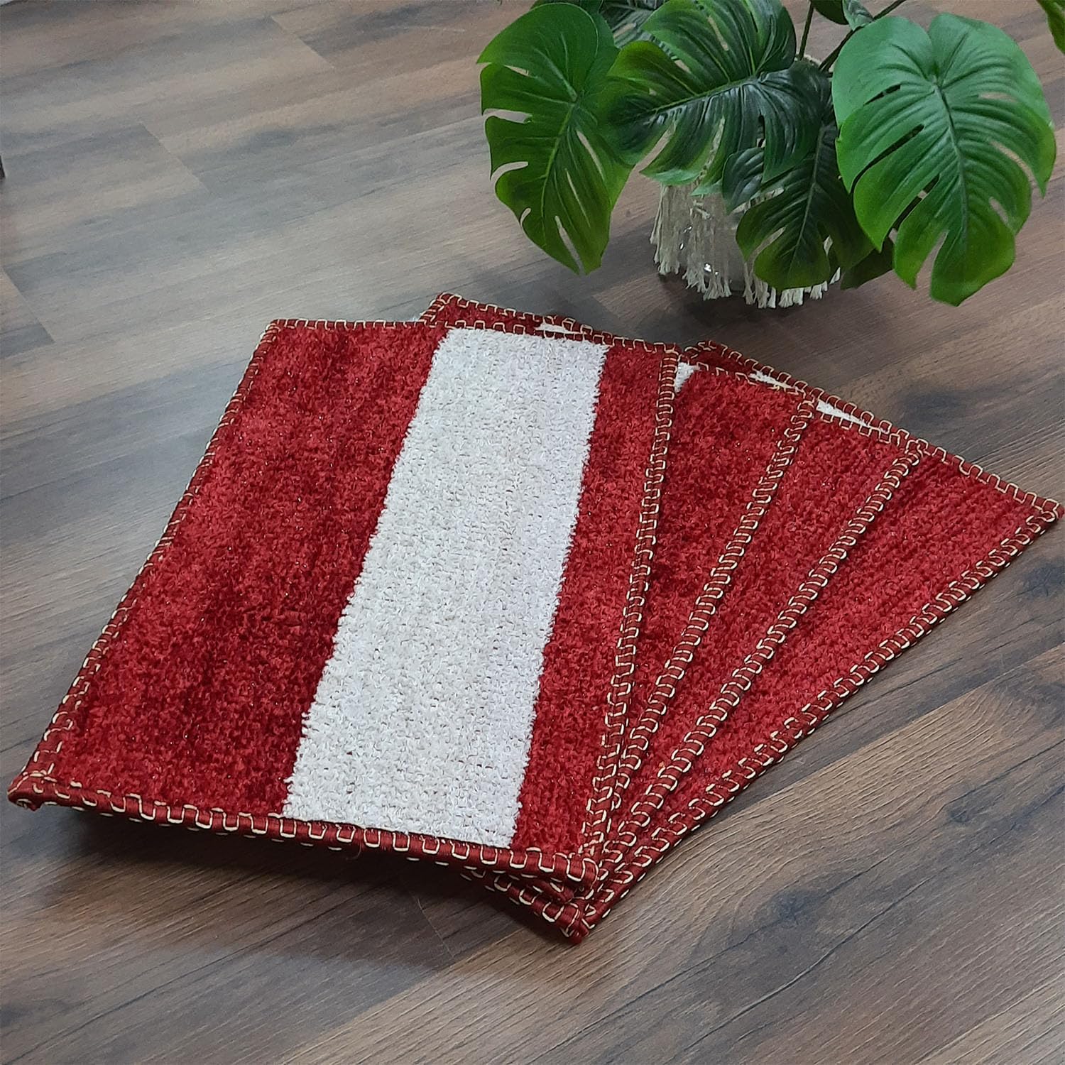 AVIONI Set of Four SlipToGrip Universal Doormat | Red & White, Size 35cm x 55cm | Anti Slip, Durable & Washable | Outdoor & Indoor (B0C9X5GCZG) Amazon Price History, Amazon Price Tracker