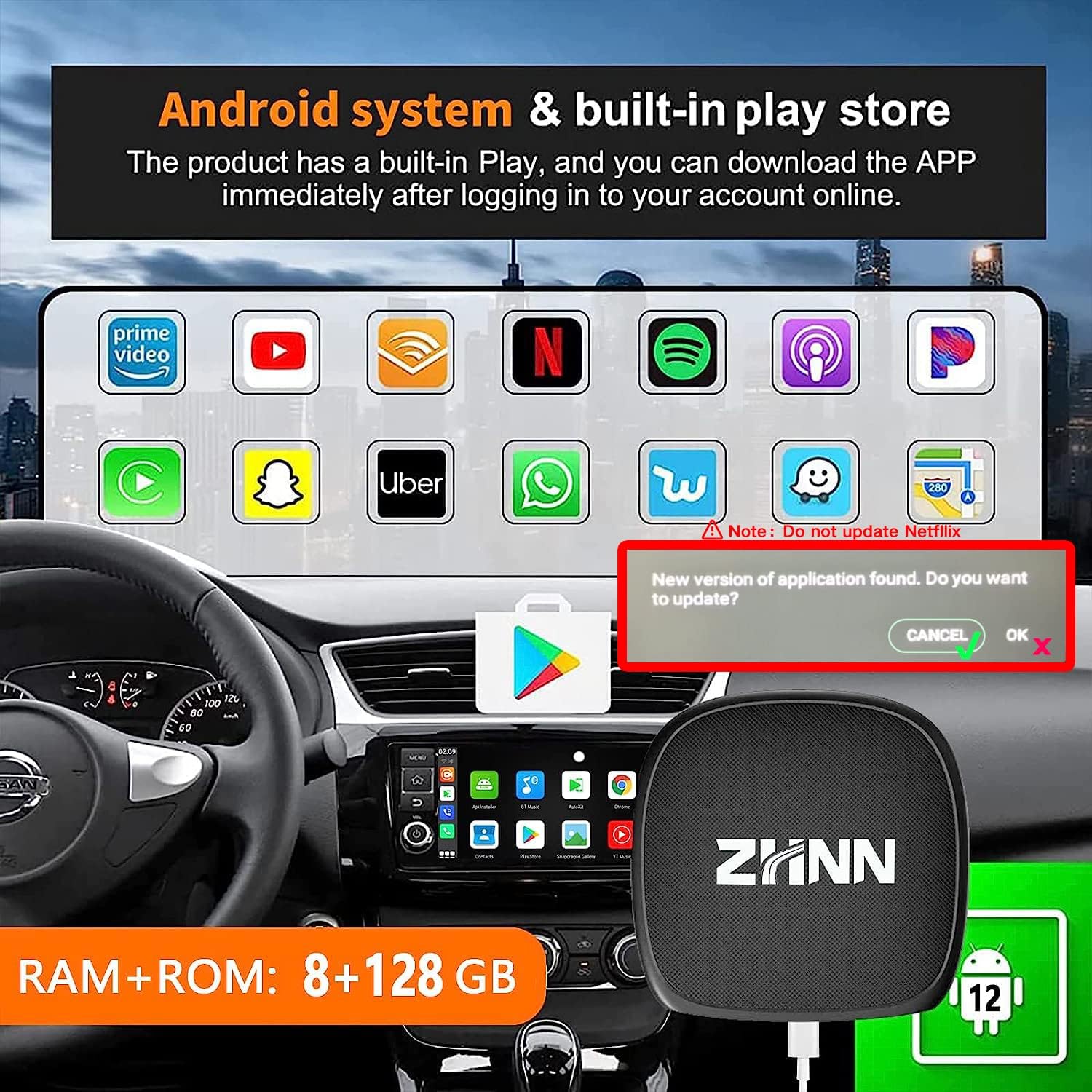 zhnn android 12 wireless carplay ai box 2023 for car with oem wired carplay 8128g magic box support wireless car play android auto multimedia vi