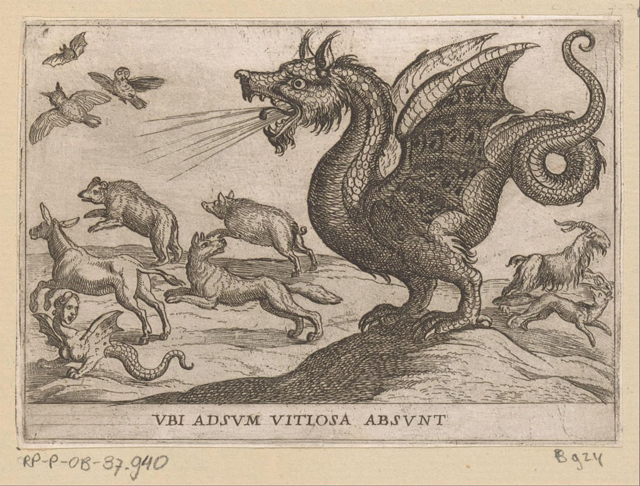 ARTXLXXBN Famous Art Print Poster Vintage Wall Art a Dragon Cahess Away Other Animals by Antonio Tempesta Canvas Art Poster for Home Decor 60x90cm