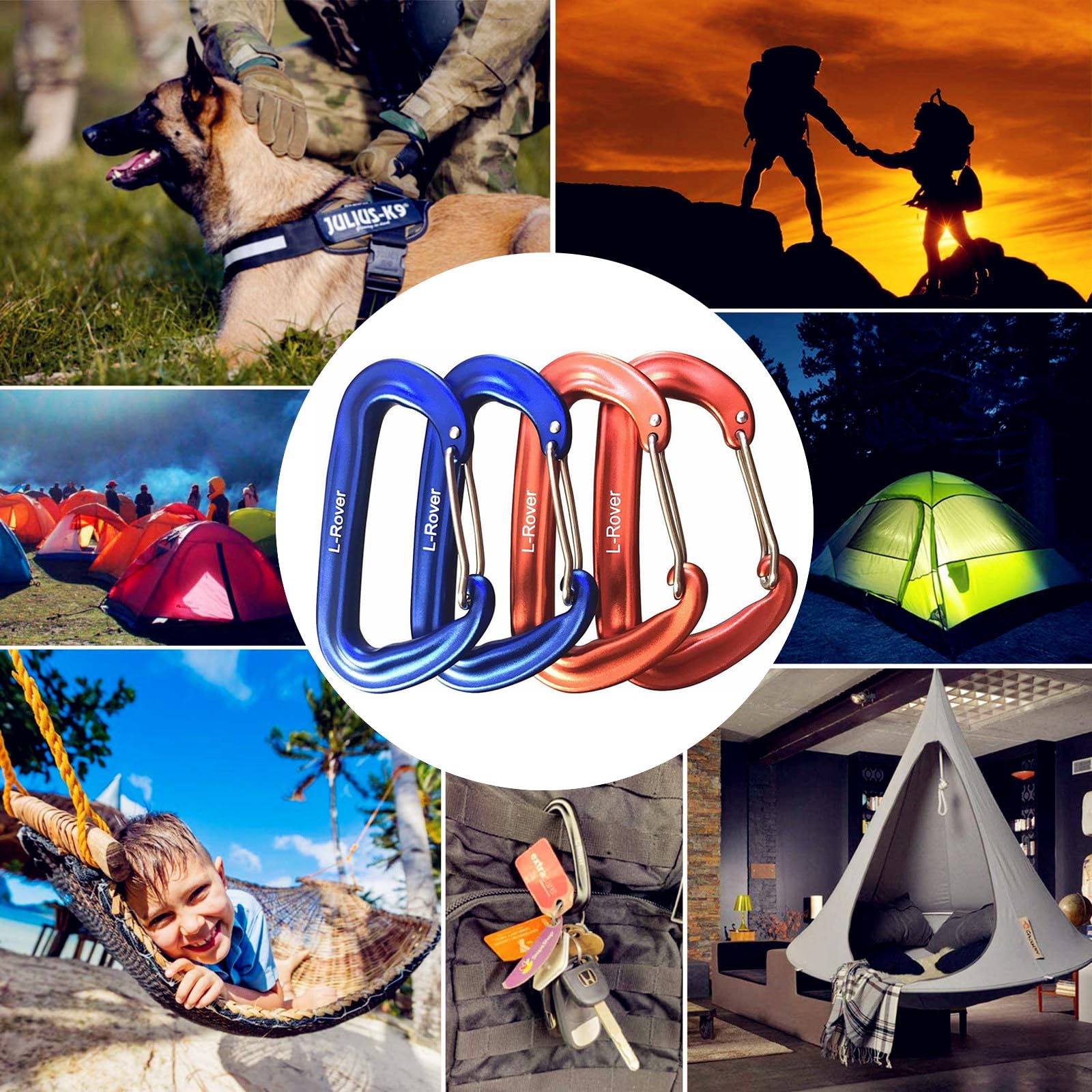 Carabiner,12KN Lightweight Heavy Duty Carabiner Clips,Aluminium Wiregate Caribeaners For Hammocks,Camping, Key Chains, Outdoor And Gym etc,Hiking & Utility