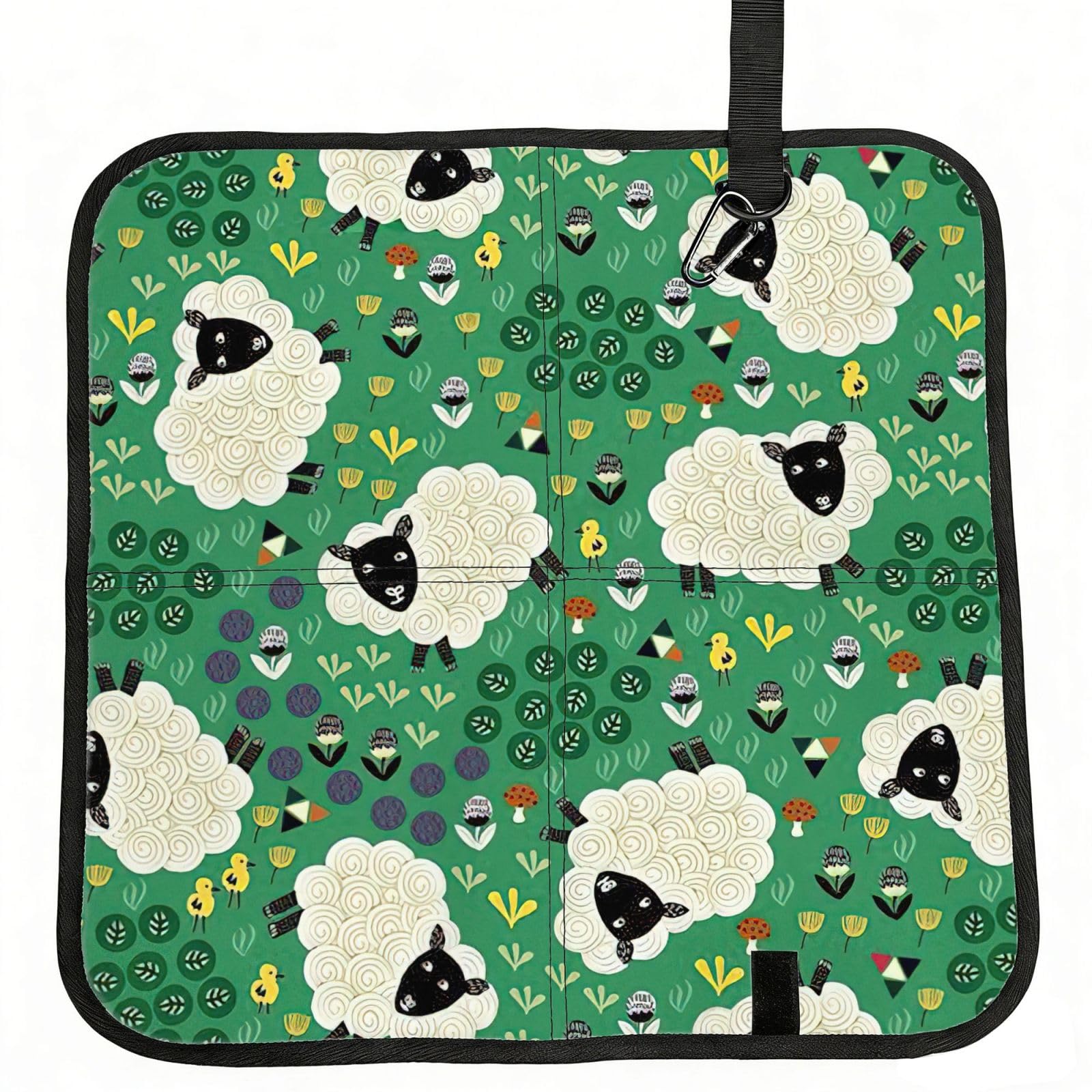 PPHGUT Cute Cartoon Sheep Print Foldable Seat Cushion Waterproof Portable Chair Pad Travel Outdoor Picnic Camping