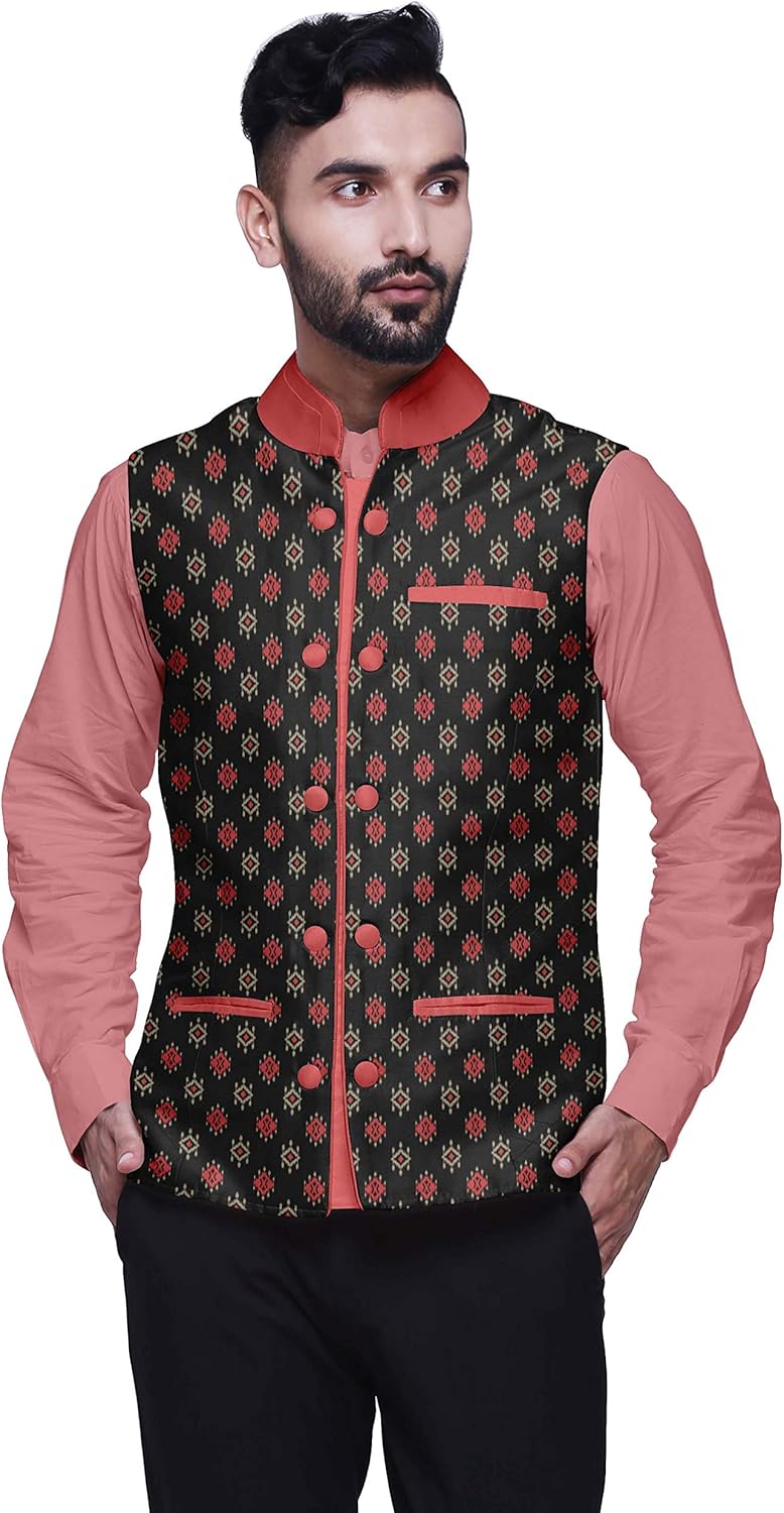 Atasi Printed Nehru Jacket Mens Bandhgala Ethnic Jacket Party Wear Wedding Clothing