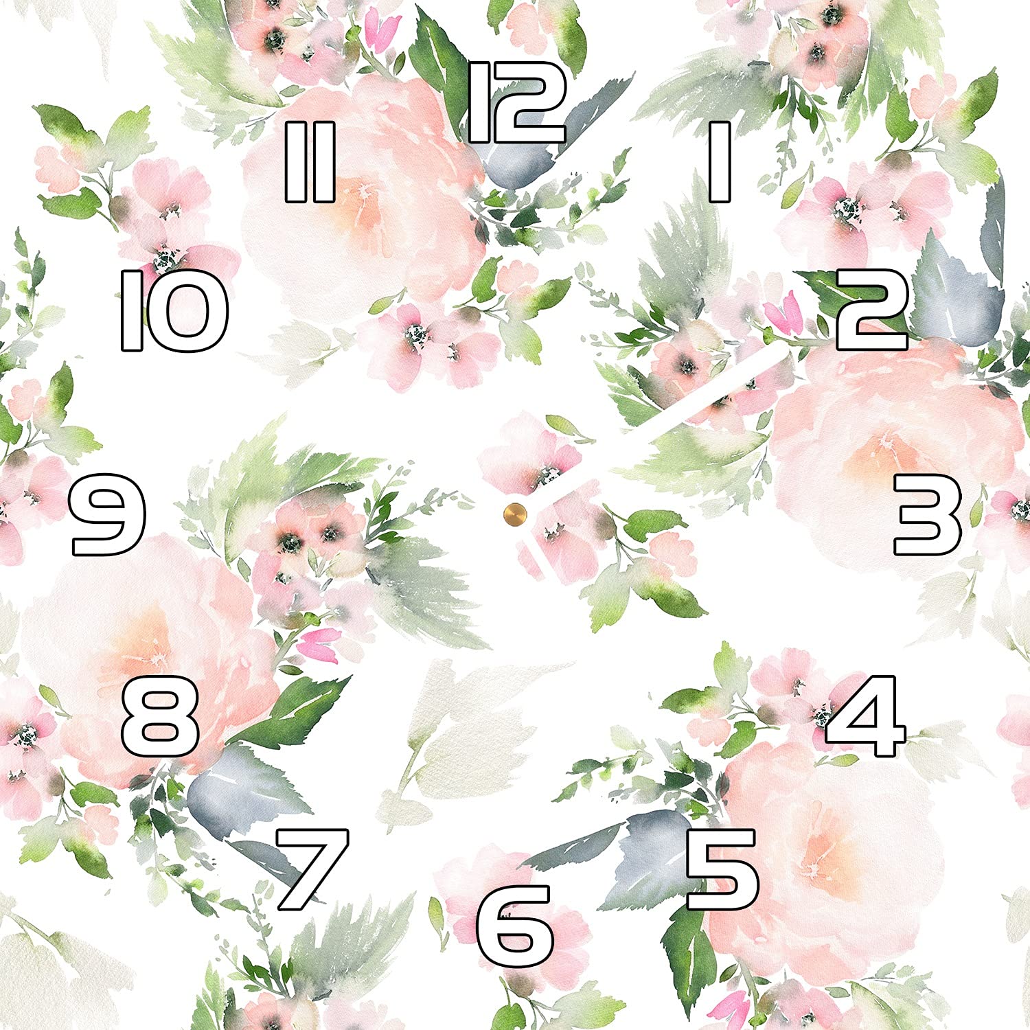 Horloge murale cuisine salon moderne en verre 30x30 cm motif fleurs Coloray