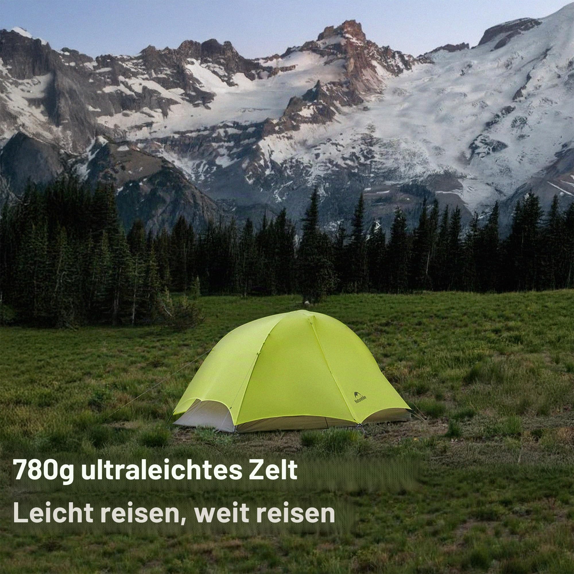 Naturehike Ultraleichte Zelt 780/960g, Wasserdicht Camping Zelt PU1500+ | 3-Saisons Wanderzelt 1/2 Person,für Schnelle Wanderungen, Radtouren und Motorradtouren