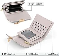 Vista 70 de UTO - Cartera pequeña RFID de piel sintética con dije de hoja, cierre de cremallera y tarjetero.