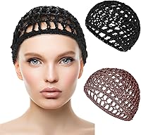 Vista 15 de Gorros de Peluca para Cabello Grueso y Largo, Gorros Ajustables de Red Malla Trenzada para Tejer, Hacer Crochet, Coser, Tejido de Red de Pescar